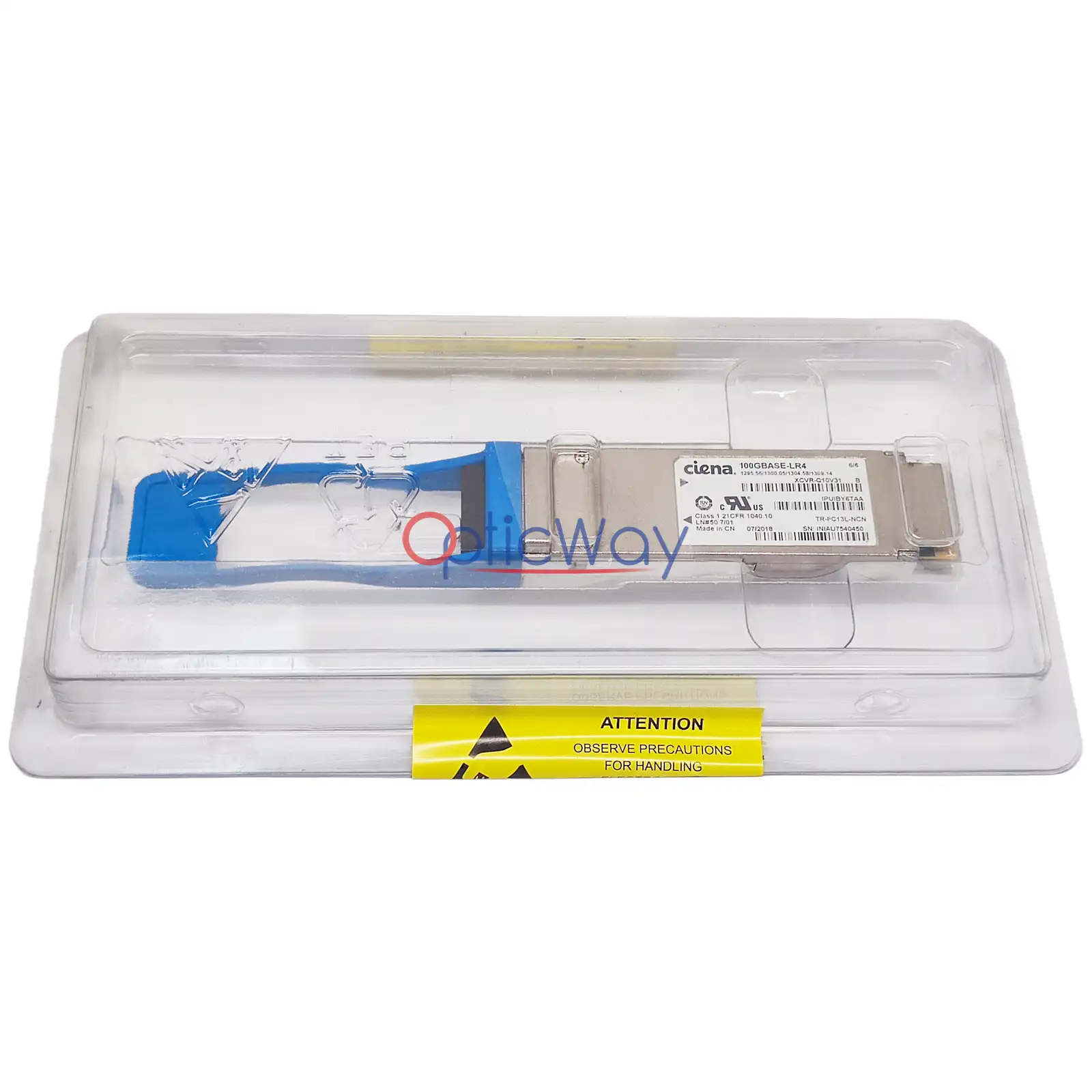 Genuine Original Ciena XCVR-Q10V31 IPUIBY6TAA 100GBASE-LR4 QSFP28 100G 10km SMF Front Full Label Main View