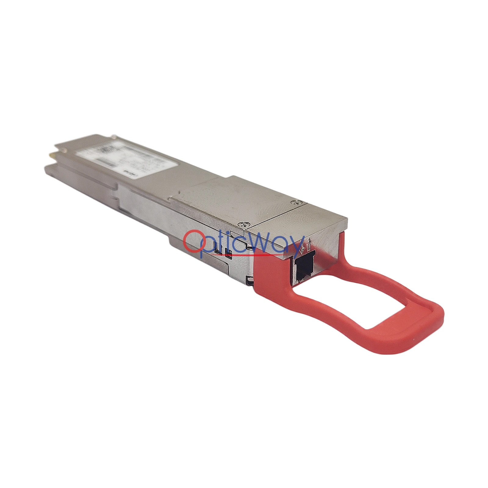 Ciena XCVR-Q20U02 100G BiDi QSFP28 Transceiver LC Connector Close-up with Red Pull Tab