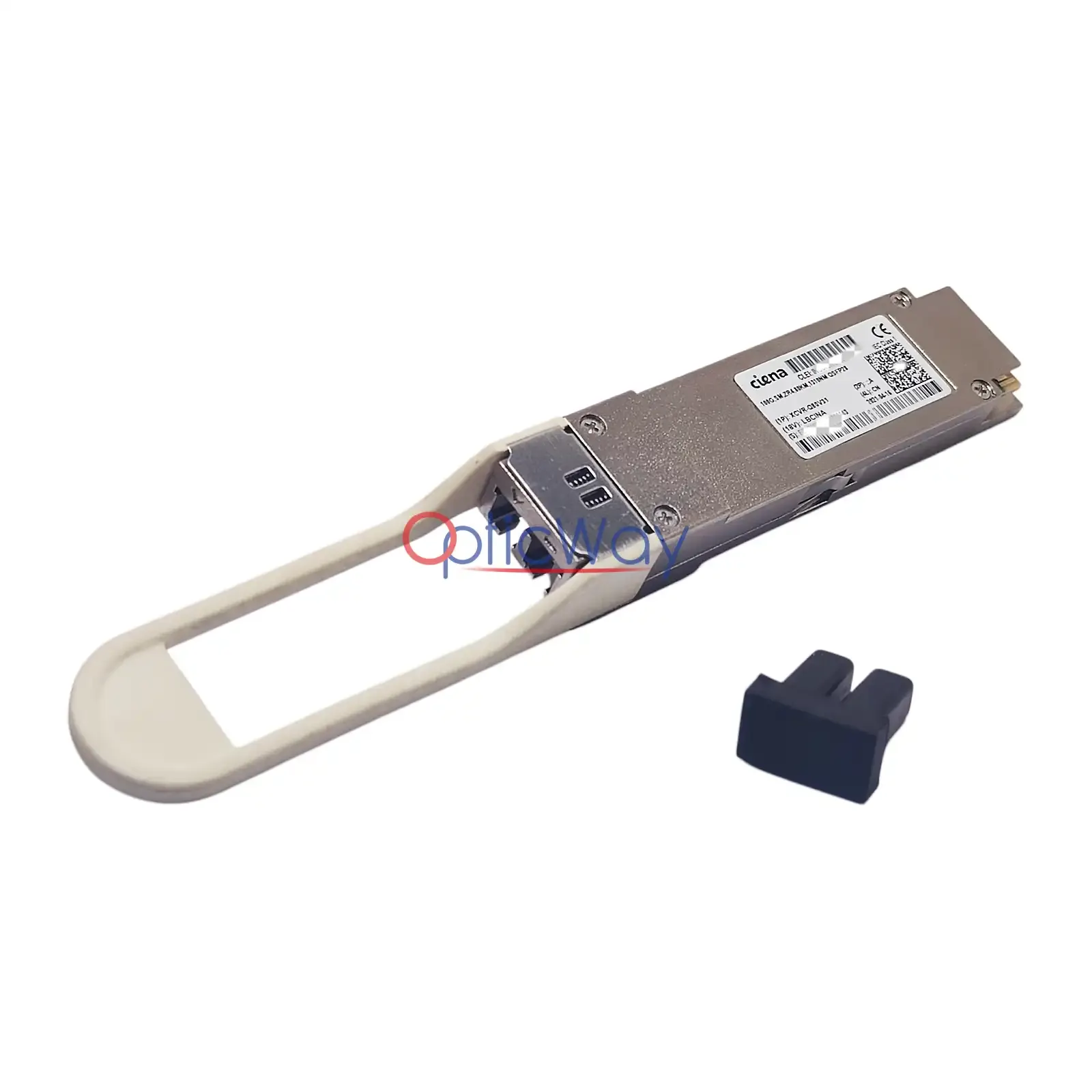 Ciena XCVR-Q80V31 QSFP28 Duplex LC Single Mode Port Side Front Pull Tab Profile View