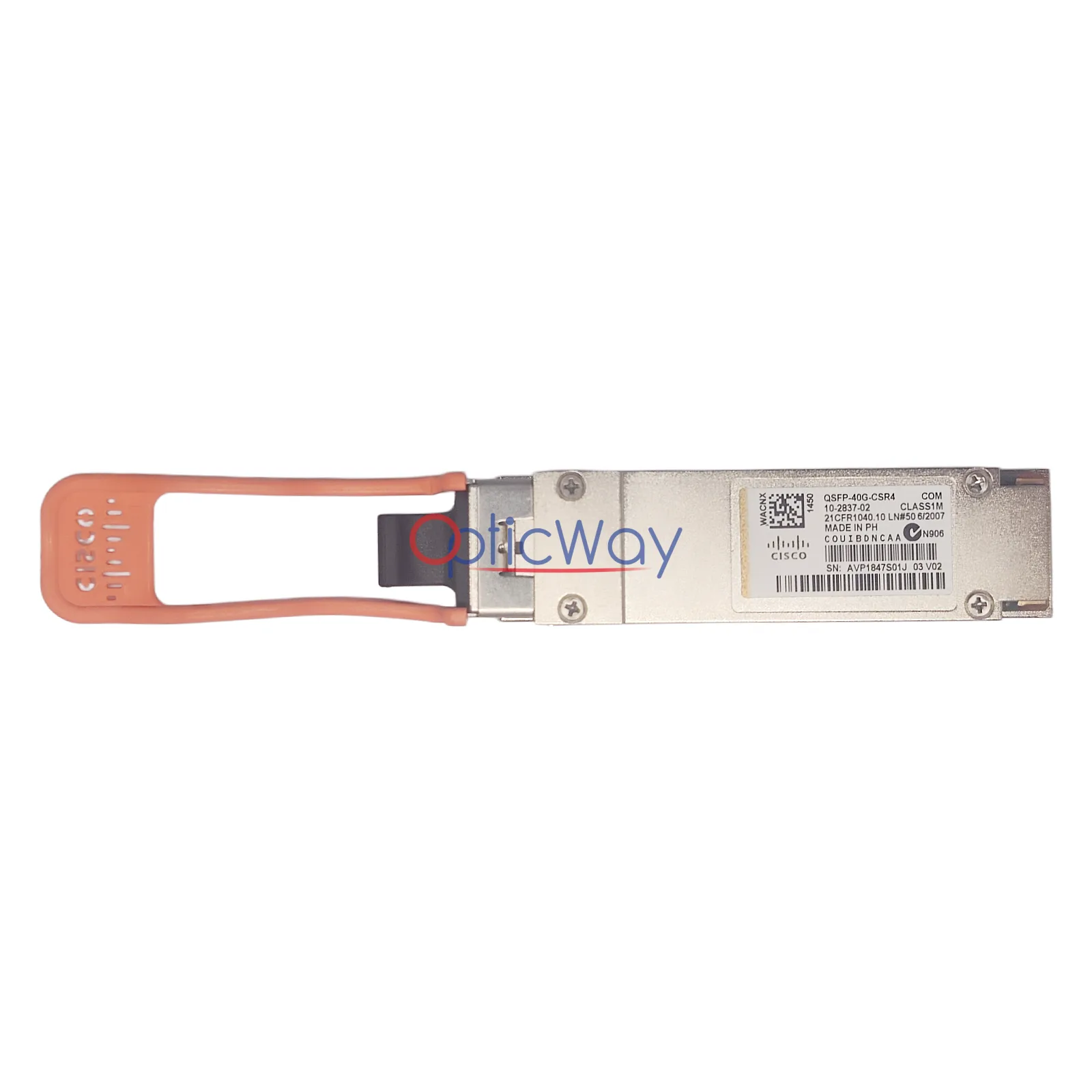 Genuine Cisco QSFP-40G-CSR4 40GBASE-CSR4 QSFP+ Transceiver Full Label View
