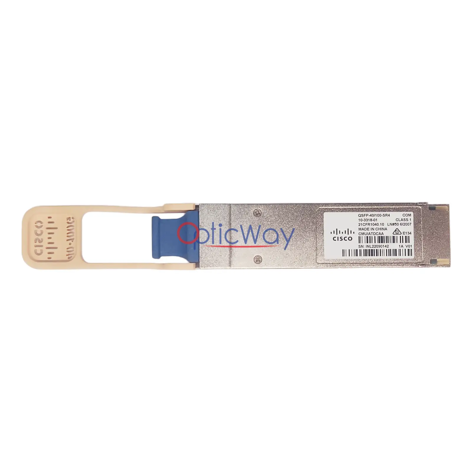 Genuine Cisco QSFP-40/100-SR4 Dual-Rate 40G/100G SR4 QSFP28 Transceiver Full Label View 10-3318-01