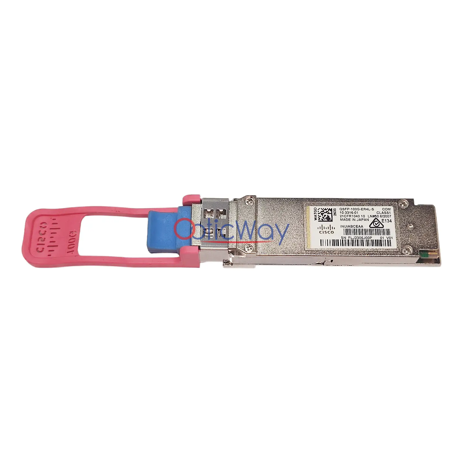 Genuine Cisco QSFP-100G-ER4L-S 100GBASE-ER4 Lite QSFP28 Transceiver Full Label View 10-3316-01