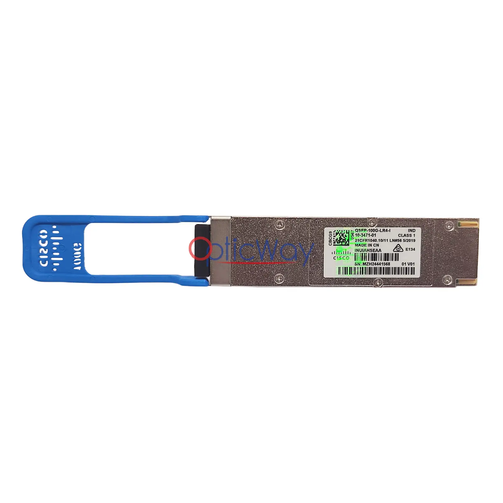 Genuine Cisco QSFP-100G-LR4-I Industrial Temp QSFP28 100GBASE-LR4 Transceiver Full Label View 10-3471-01