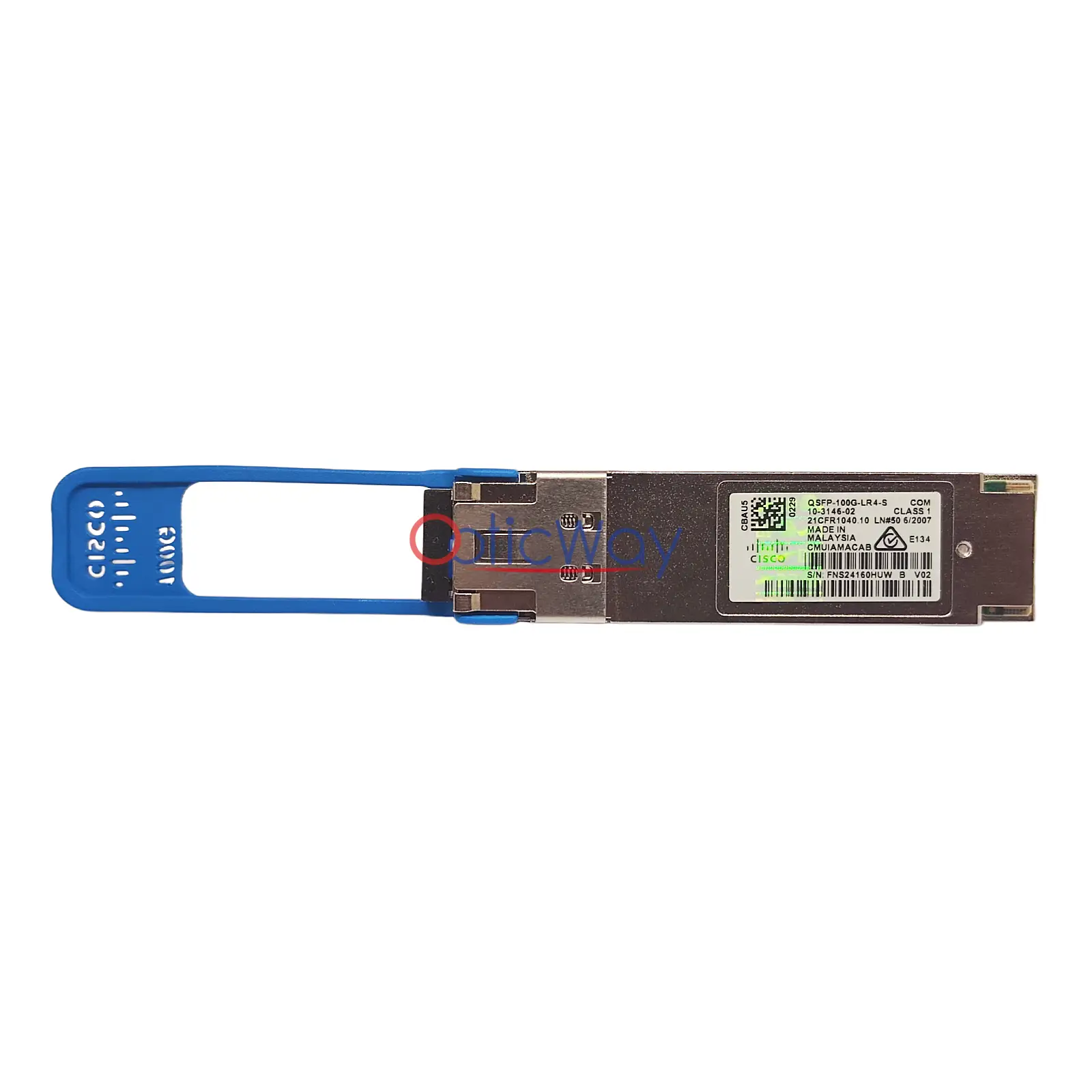Cisco QSFP-100G-LR4-S 100G QSFP28 LR4 Transceiver Full Label View with Hologram 10-3146-02