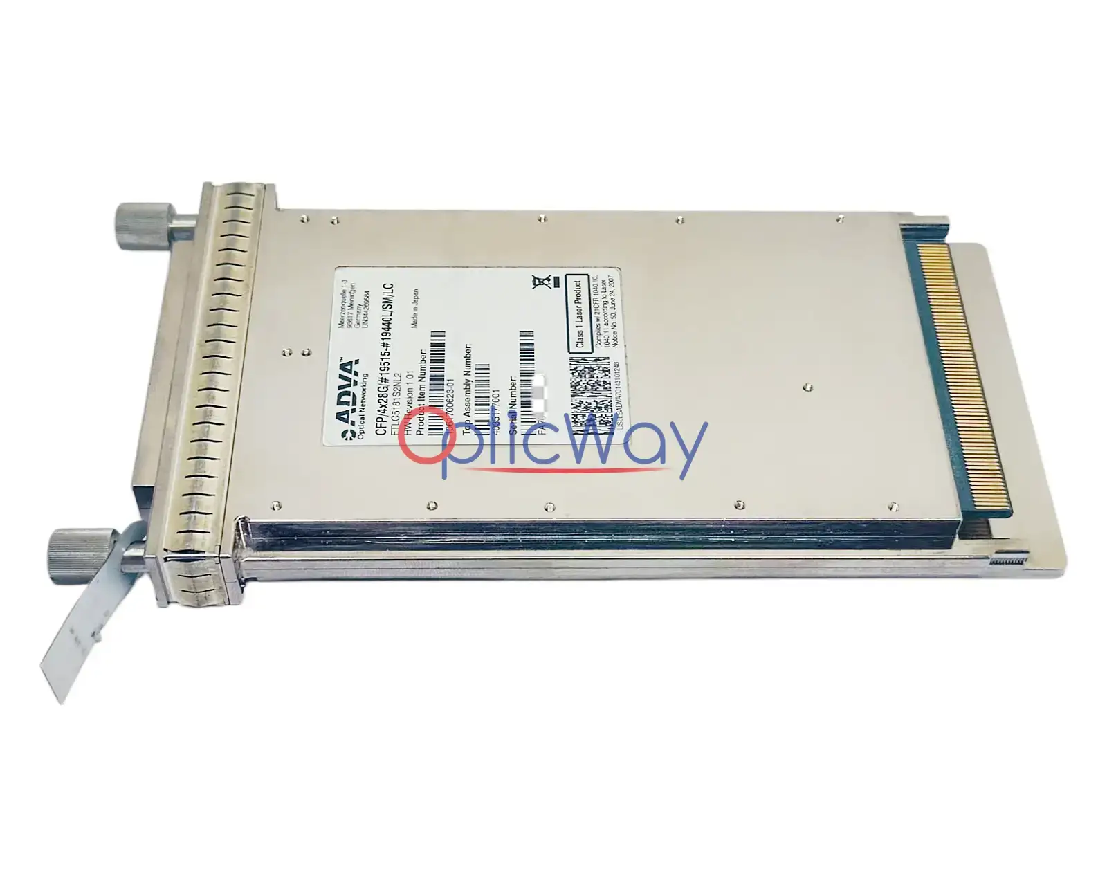 Genuine ADVA 1061700623-01 FTLC5181S2NL2 100G CFP DWDM C-Band Front Label & Complete Gold Finger Overall View