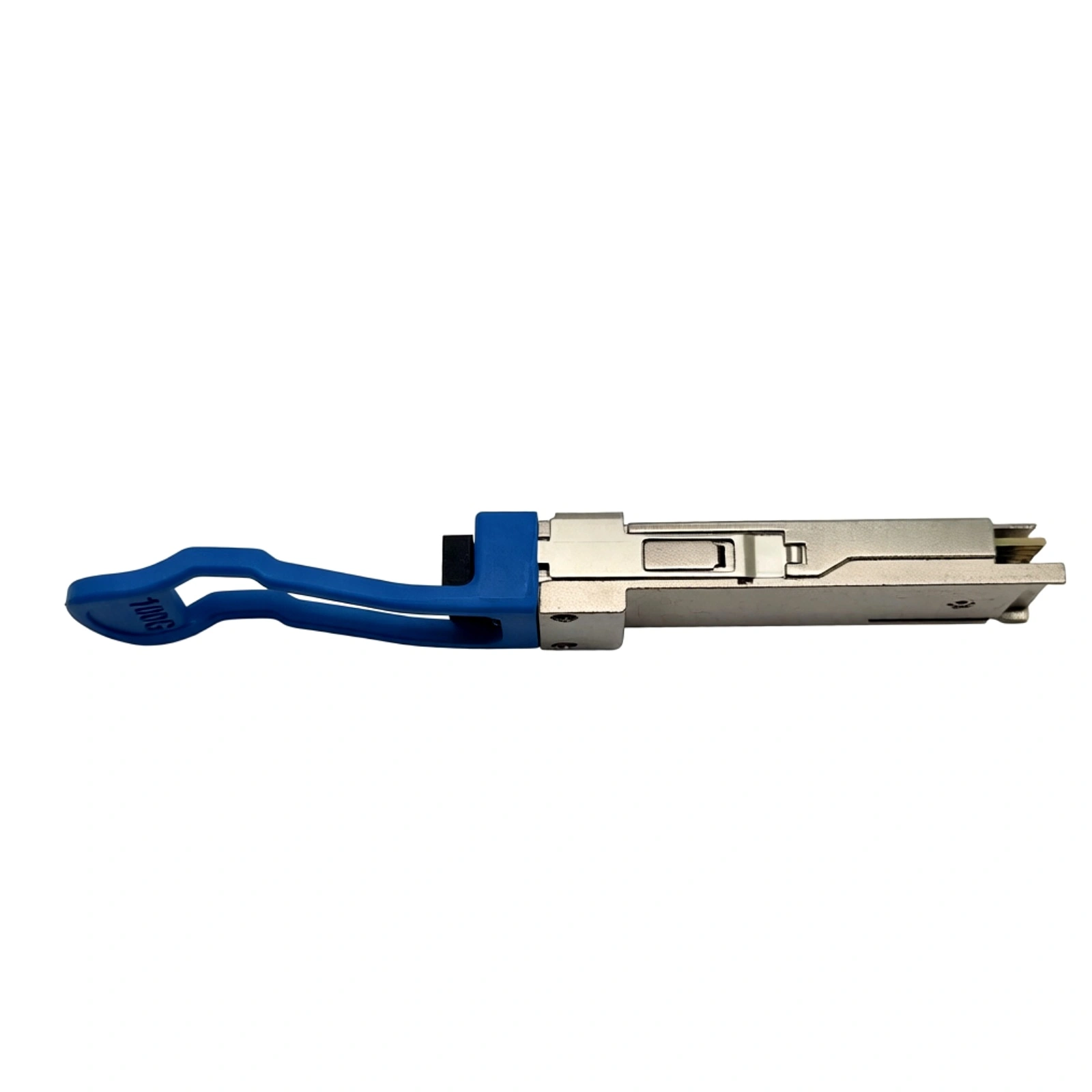 Ciena 160-9401-900 100GBASE-LR4 QSFP28 1310nm 10km LC SMF Transceiver Side View with Blue 100G Pull Tab