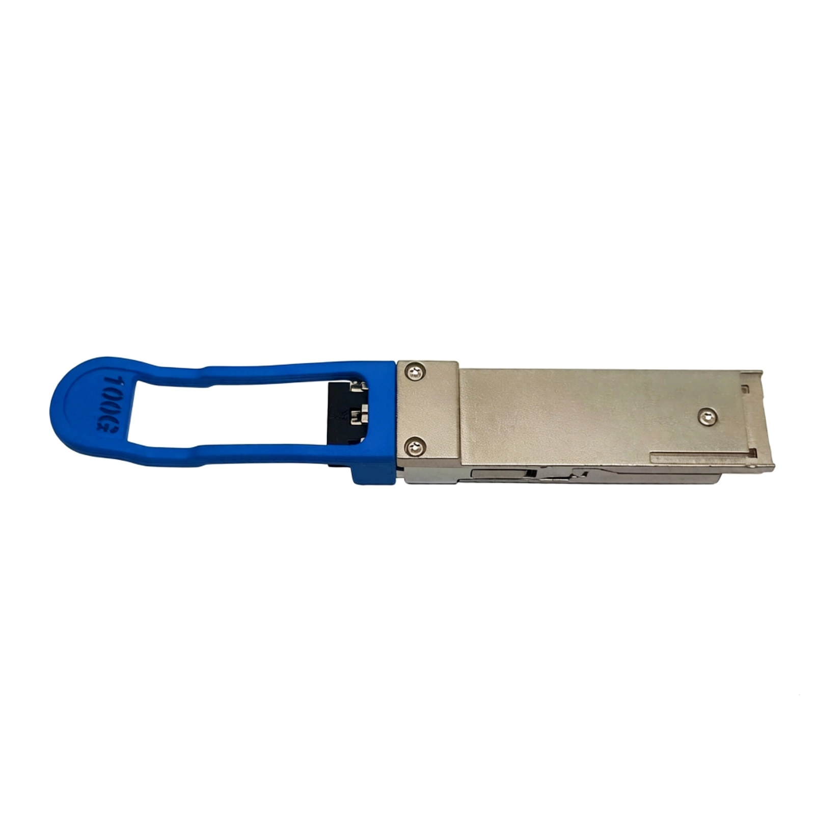 Ciena 160-9401-900 100G QSFP28 LR4 10km SMF Transceiver Back View with Blue 100G Pull Tab