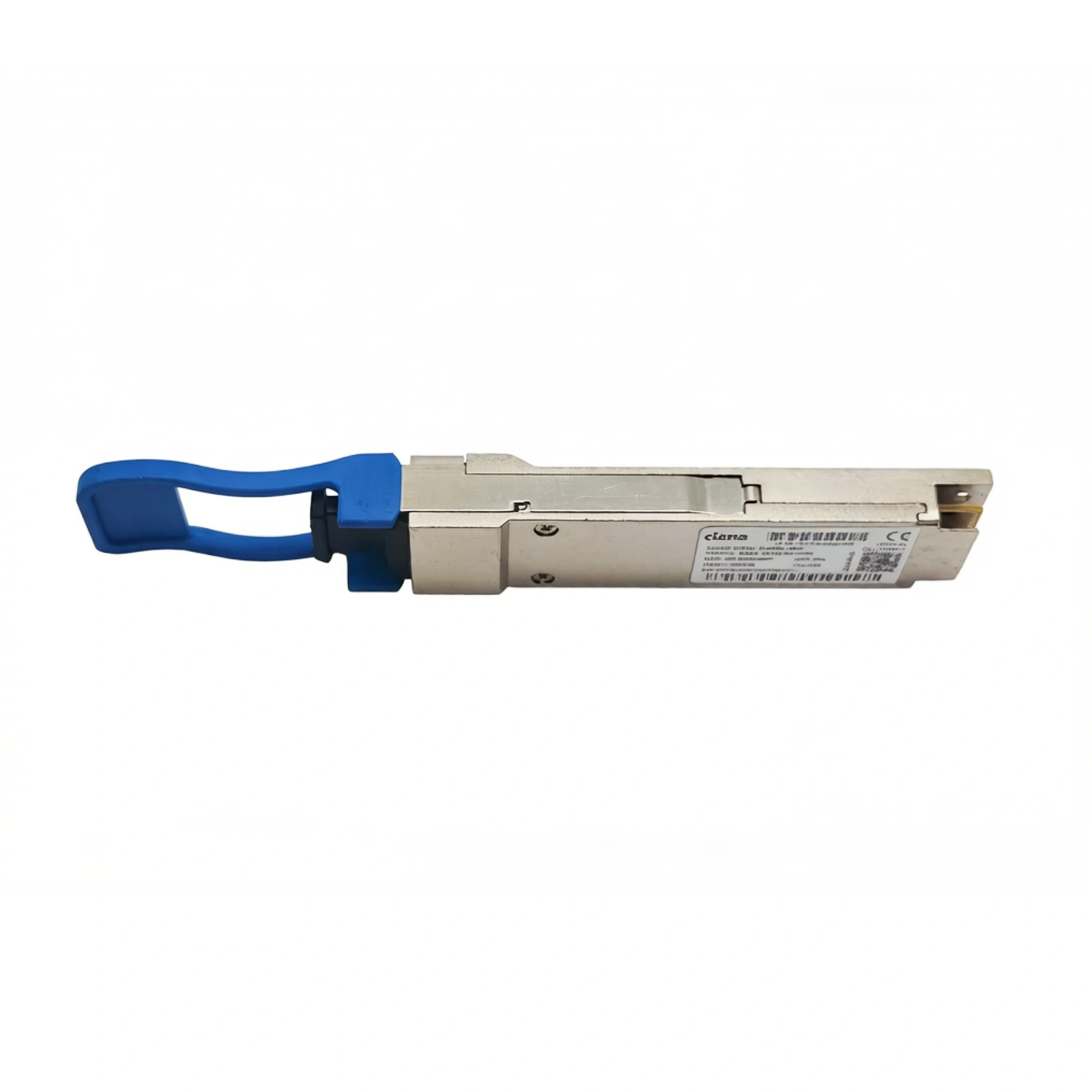 Ciena 160-9406-900 100GBASE-PSM4 QSFP28 Transceiver Side View with Blue Pull Tab