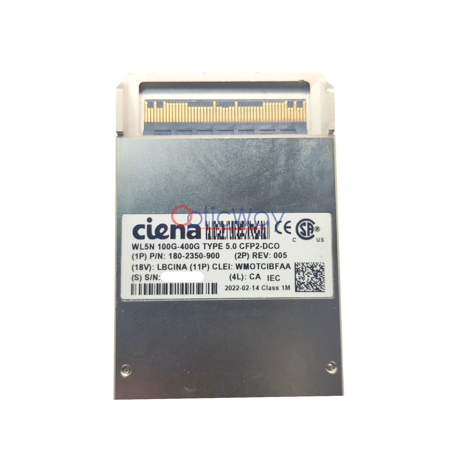 Ciena 180-2350-900 400G CFP2-DCO Transceiver Gold Finger End Face Close-up