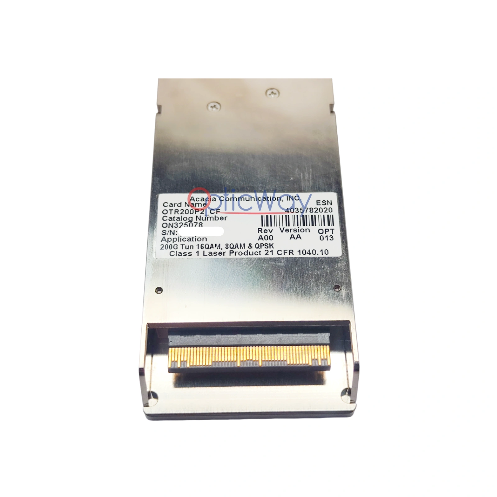 Acacia ON325078 200G CFP Coherent Transceiver Gold Finger End Face Close-up