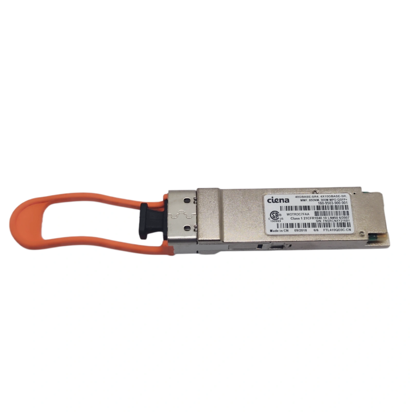 Ciena 160-9503-900 40GBASE-SR4 QSFP+ 850nm 300m MMF MPO Optical Transceiver with Label
