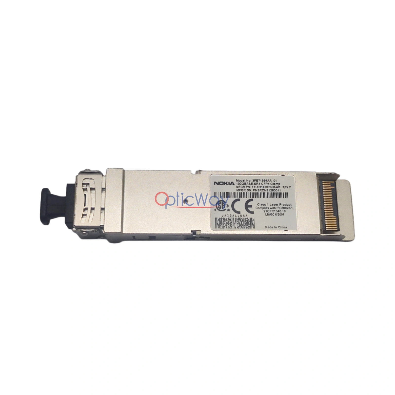 Nokia 3FE71994AA 100GBASE-SR4 CFP4 FTLC9141RENH-AB 850nm 100m/150m MMF MPO Optical Transceiver with Label