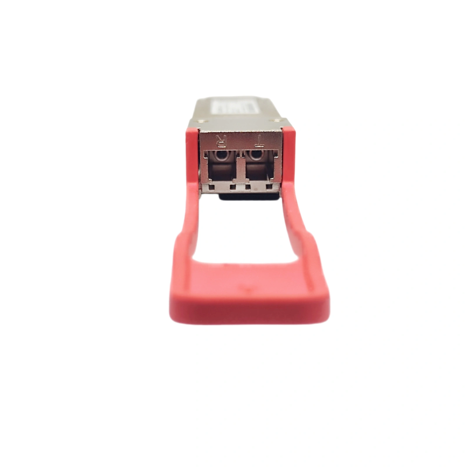 Huawei 02314HES 100G QSFP28-ER4 Transceiver Duplex LC Connector Close-up with T/R Mark