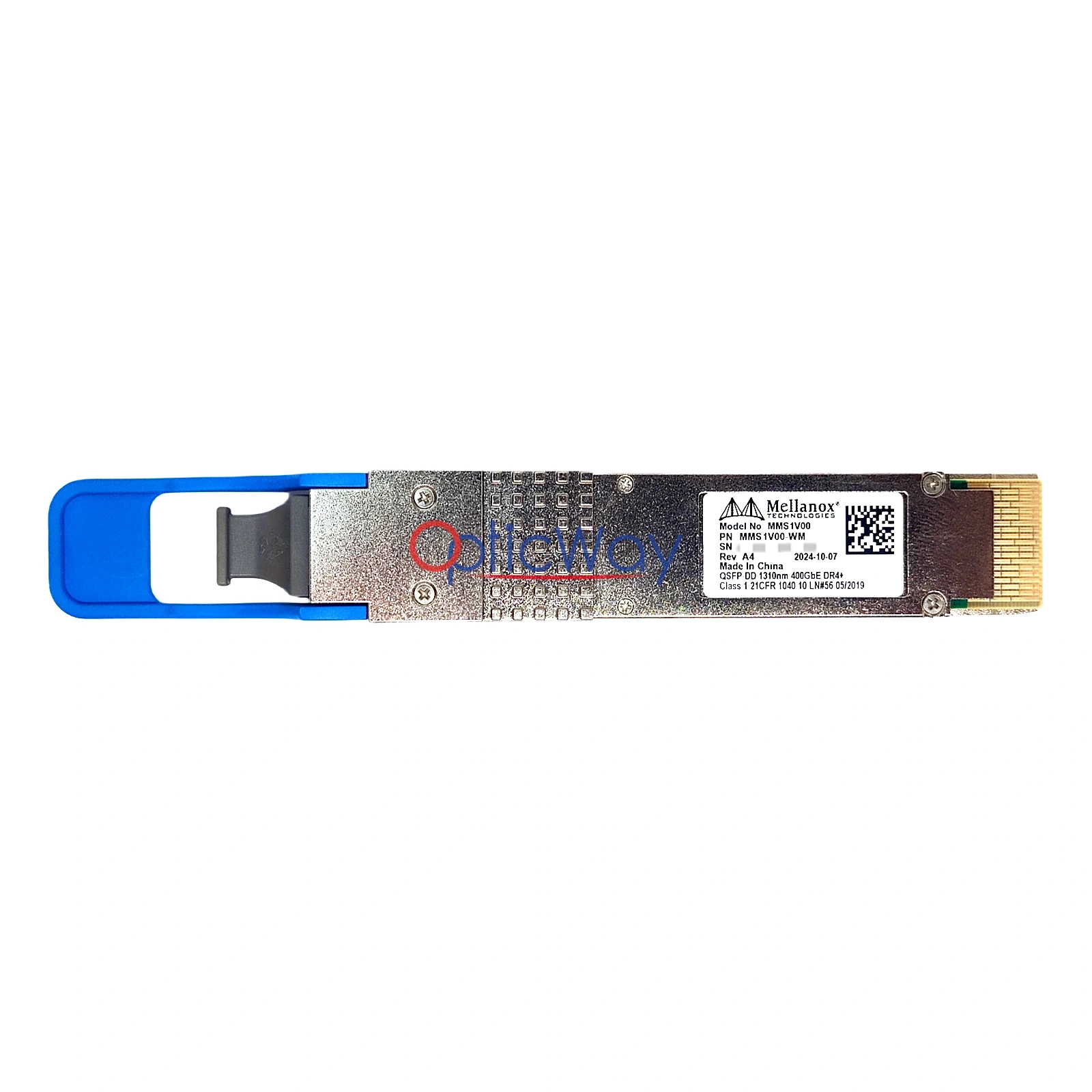 Mellanox MMS1V00-WM 400GBASE-DR4+ QSFP-DD Transceiver with Label and Blue Pull Tab