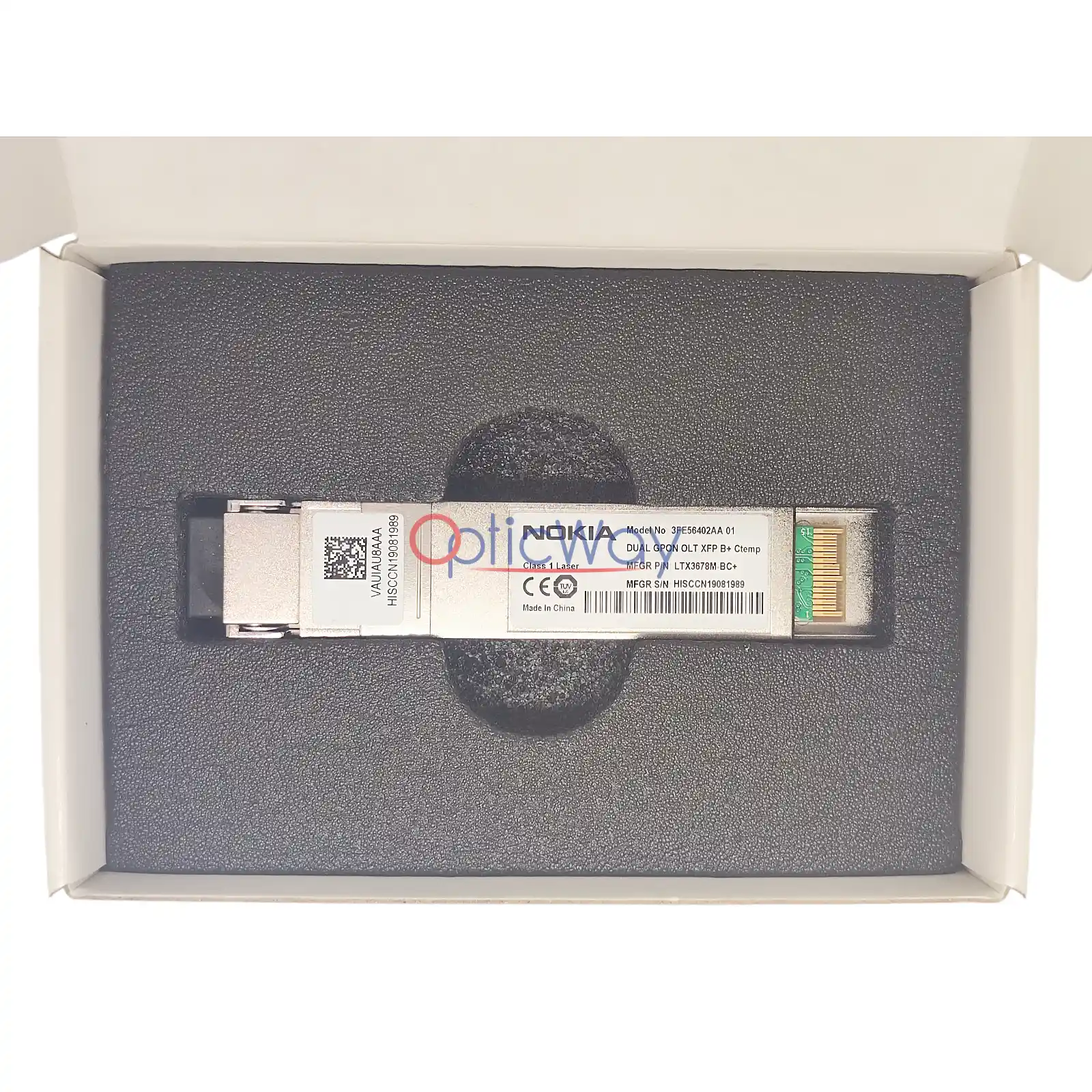 Nokia 3FE56402AAAAA Dual GPON OLT XFP B+ Transceiver Outer Packaging Box