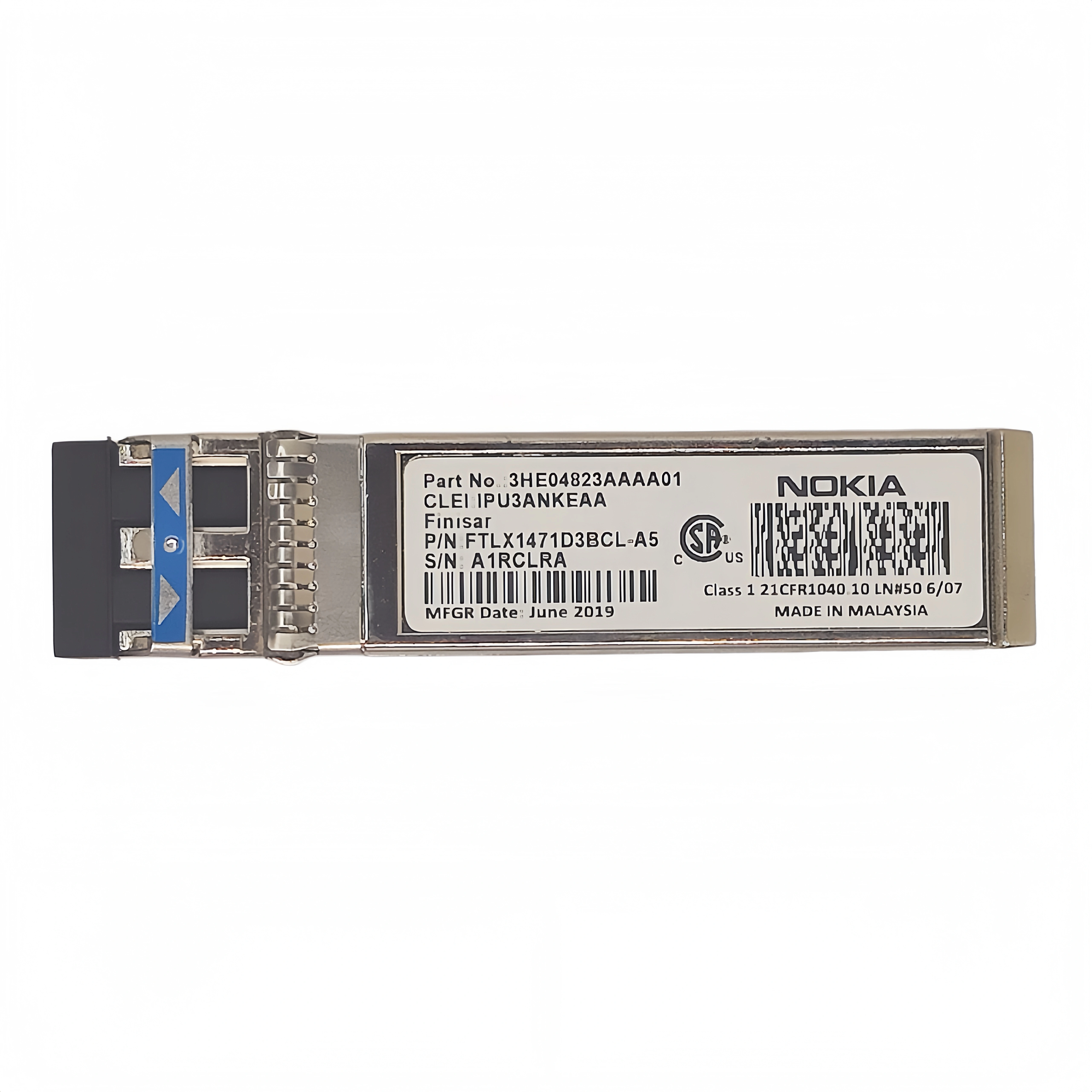Nokia 3HE04823AAA 10GE LR SFP+ Transceiver with Full Label (FTLX1471D3BCL-A5)