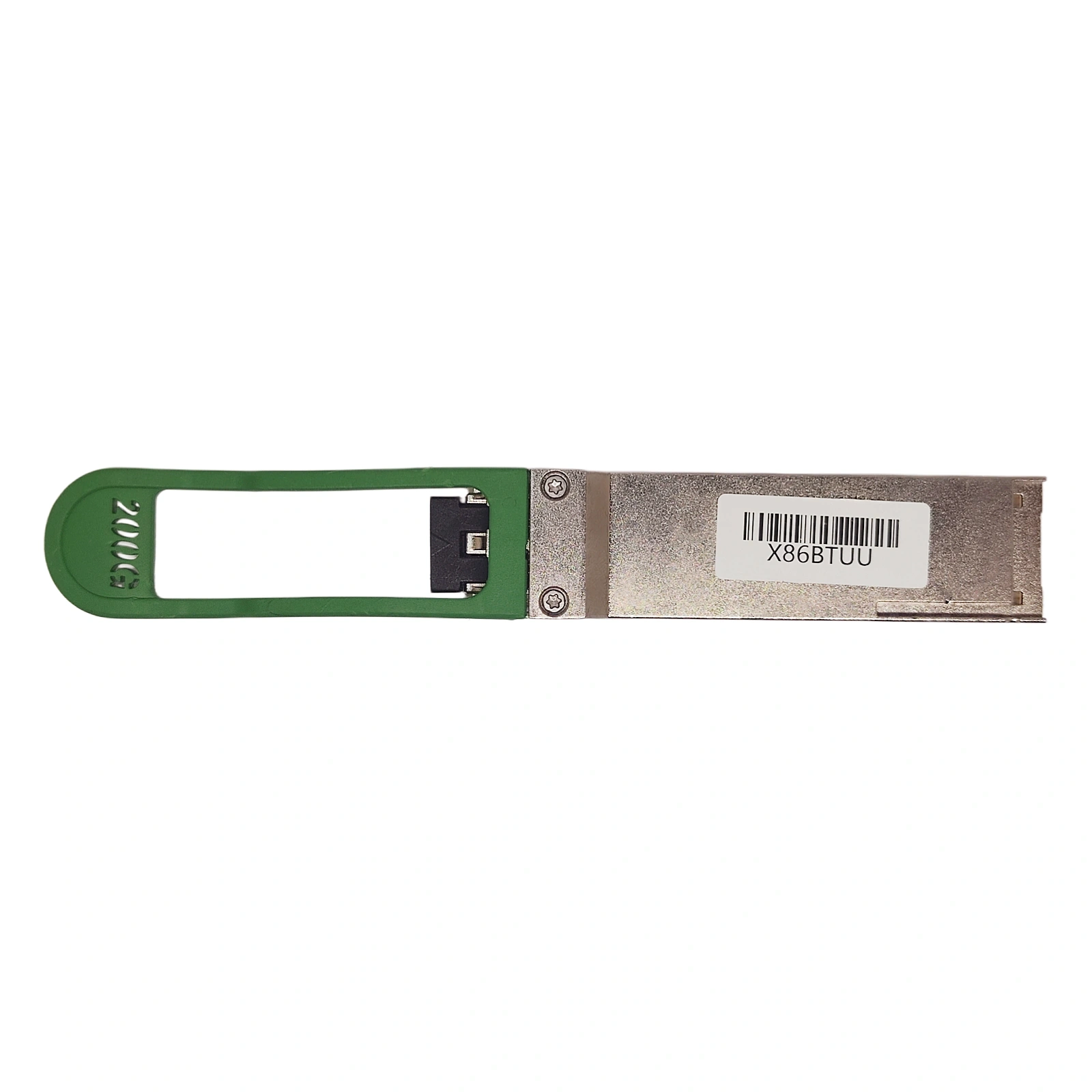 Mellanox MMS1W50-HM 200GBASE-FR4 QSFP56 Transceiver Rear View with Green Pull Tab