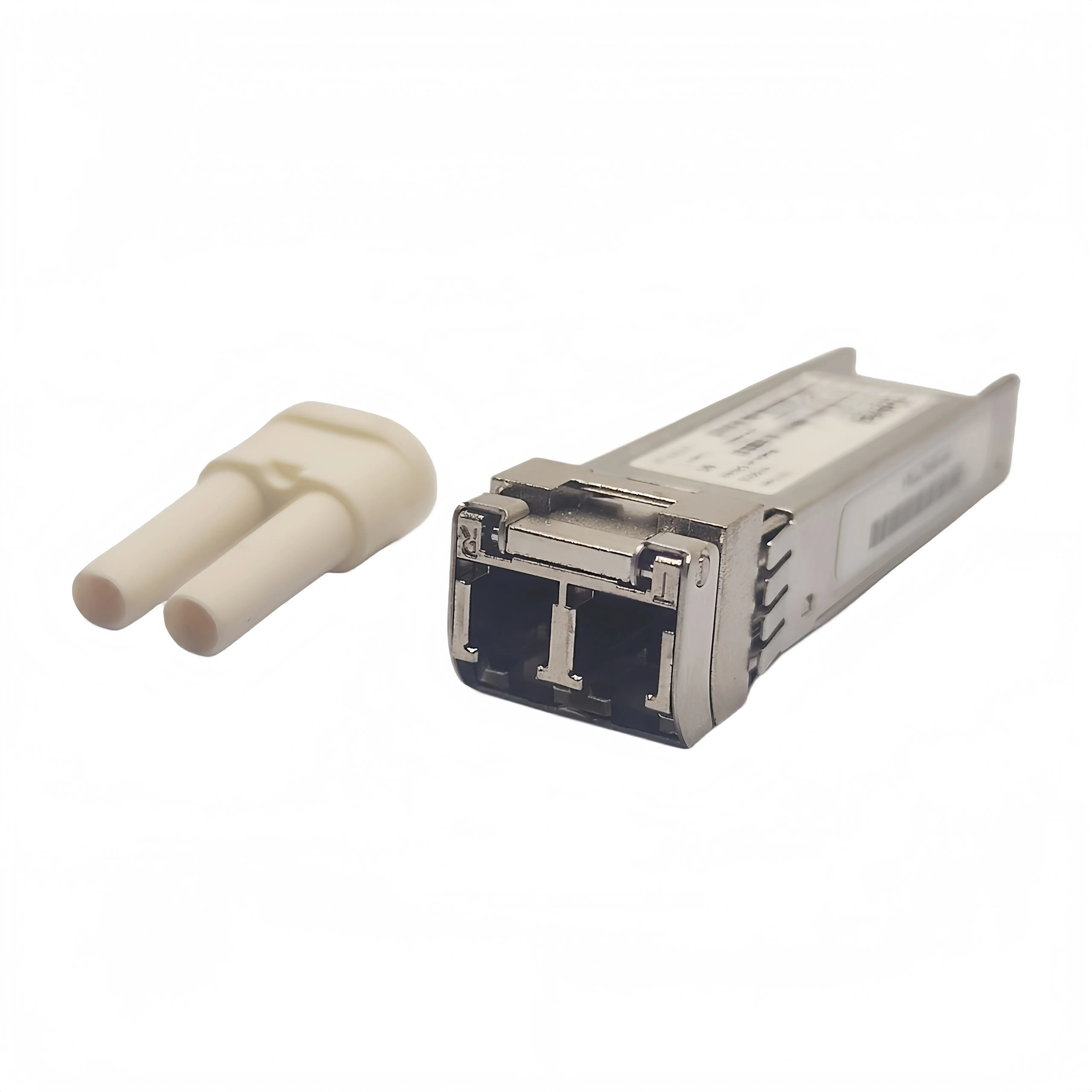 Ciena XCVR-C70D51 10G CWDM SFP+ Transceiver Duplex LC Connector Close-up with Dust Cap