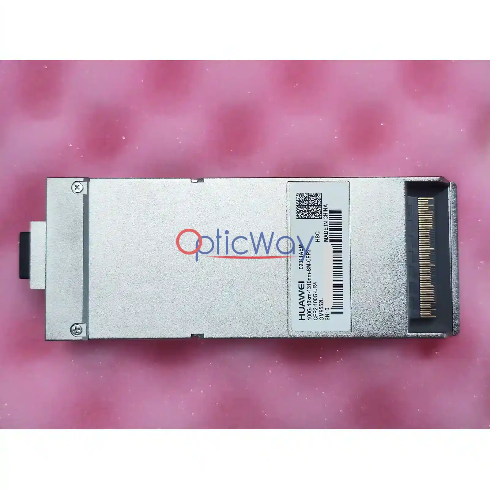 Original Huawei CFP2-100G-LR4 OM9552L 02311AEM Transceiver Full Label and Gold Finger Side View