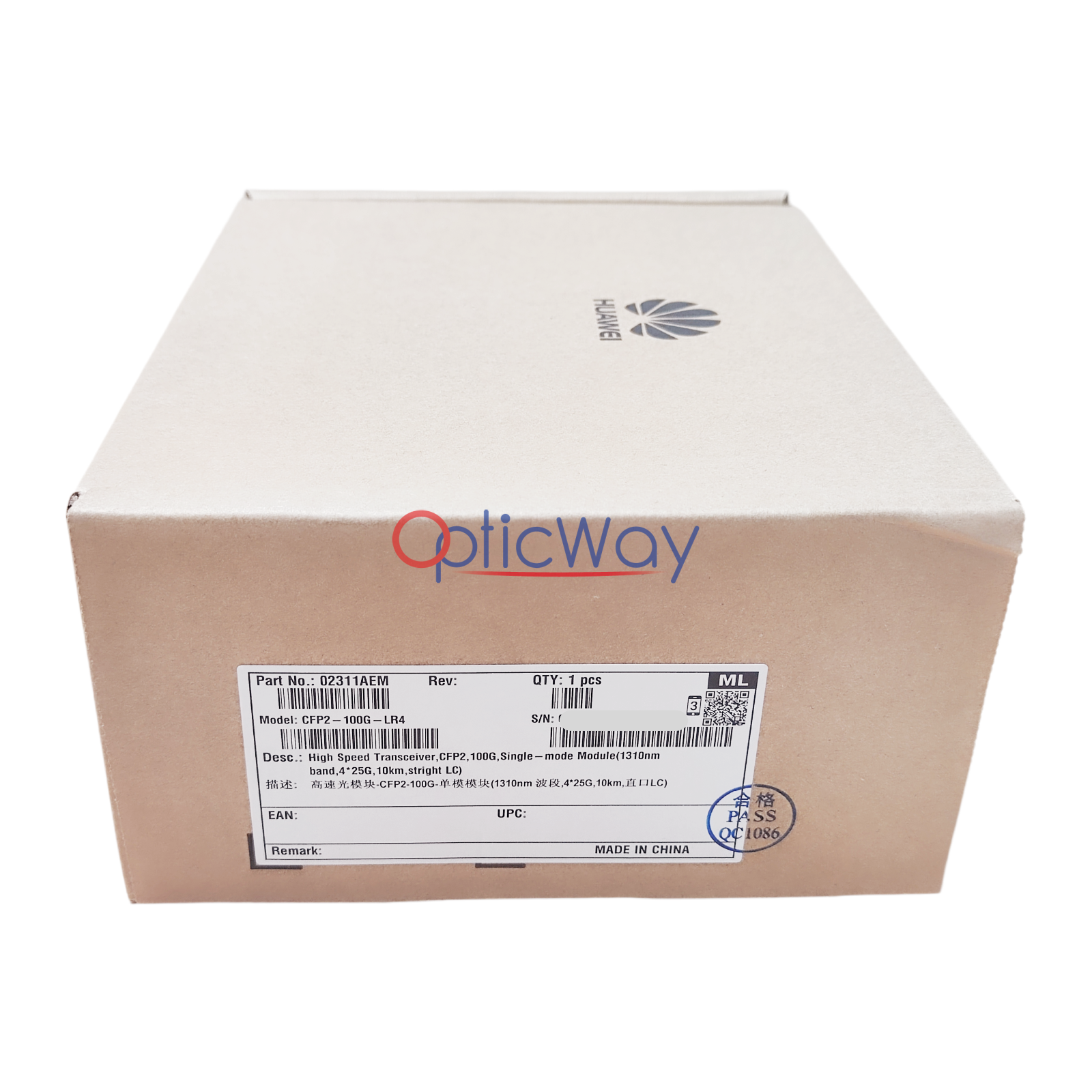 Brand New Original Huawei CFP2-100G-LR4 02311AEM Full Retail Box Front Label View