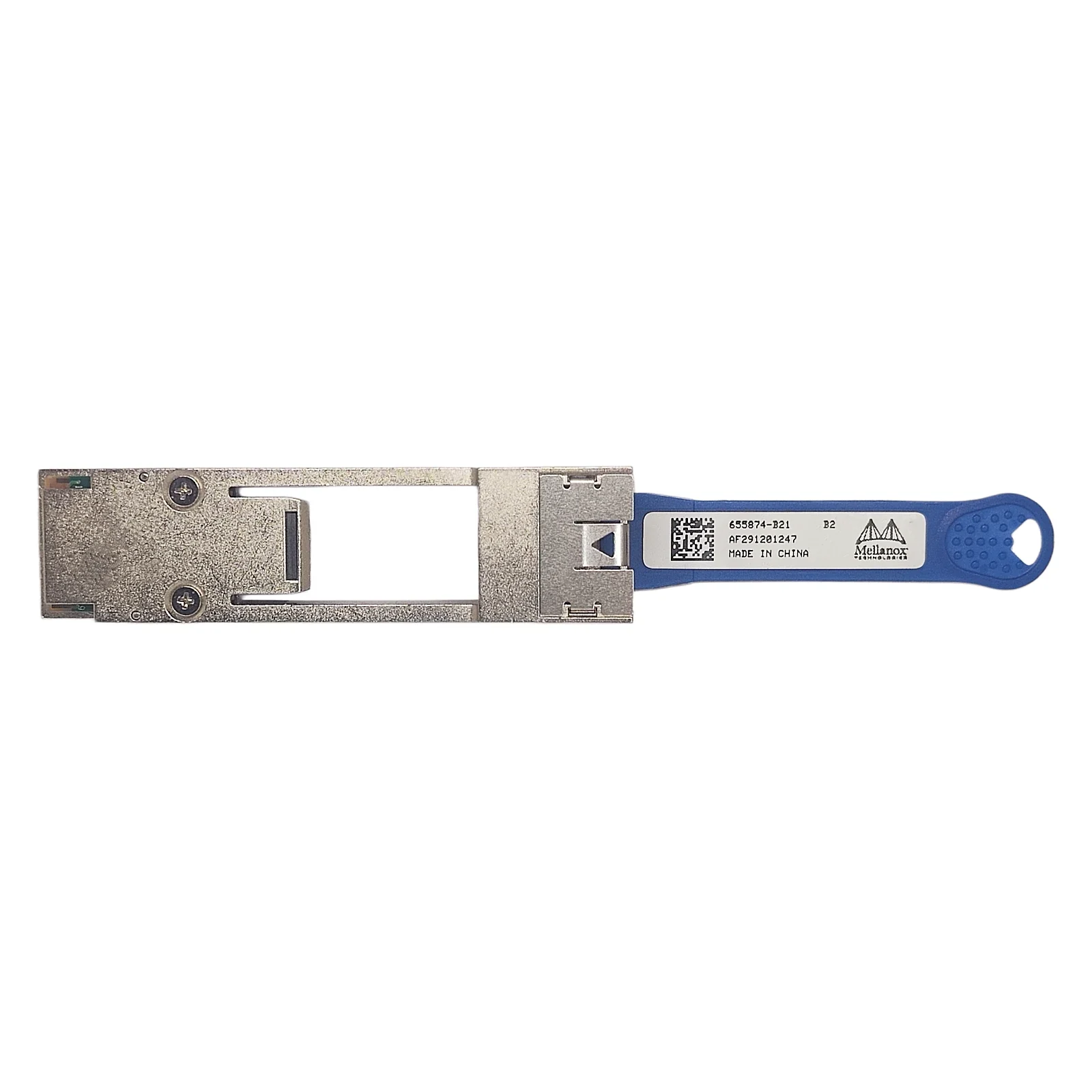 Mellanox 655874-B21 QSFP+ to SFP+ Adapter Module with Full Label and Blue Pull Tab