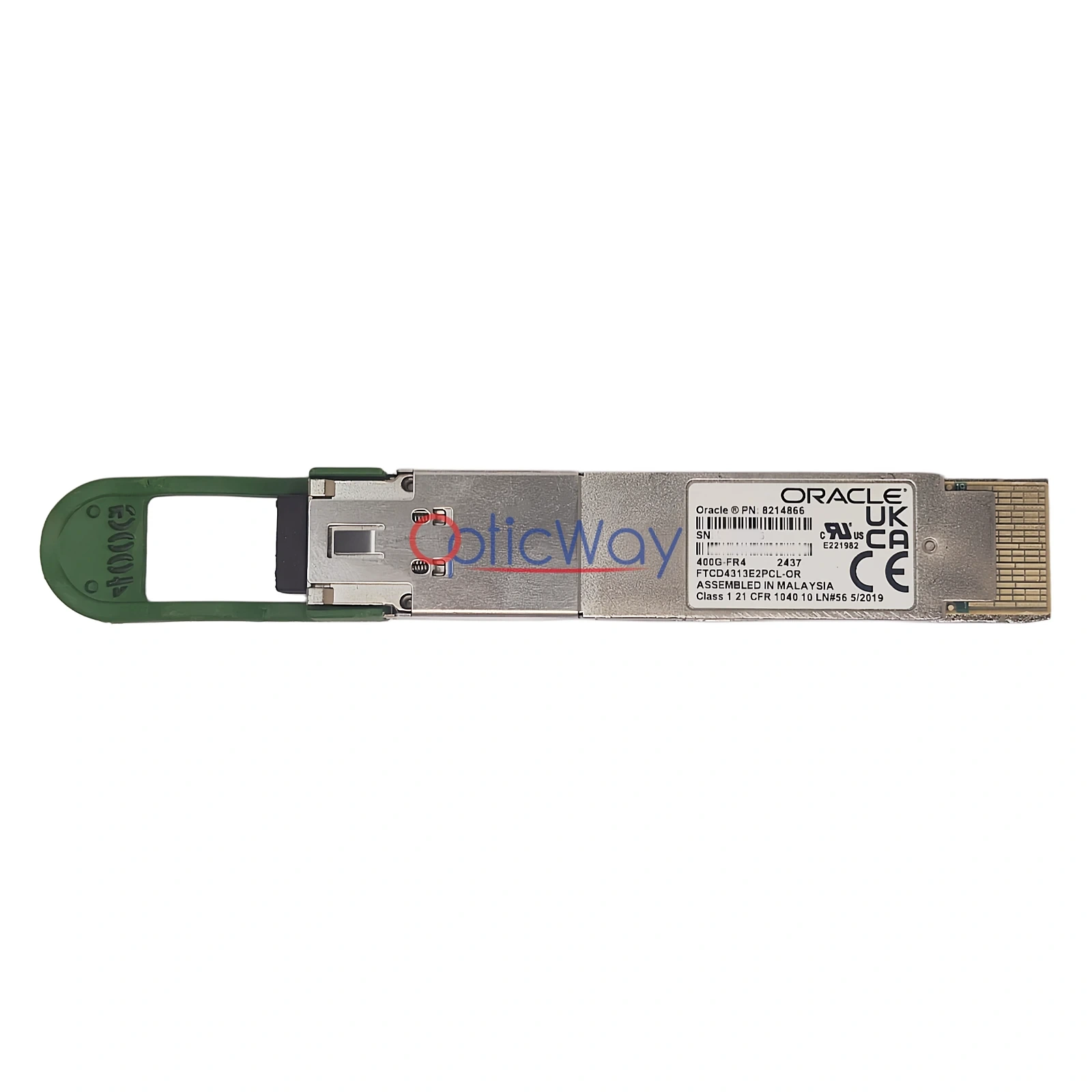 Oracle 8214866 QSFP-DD 400G-FR4 Transceiver with Full Label and Gold Finger Interface