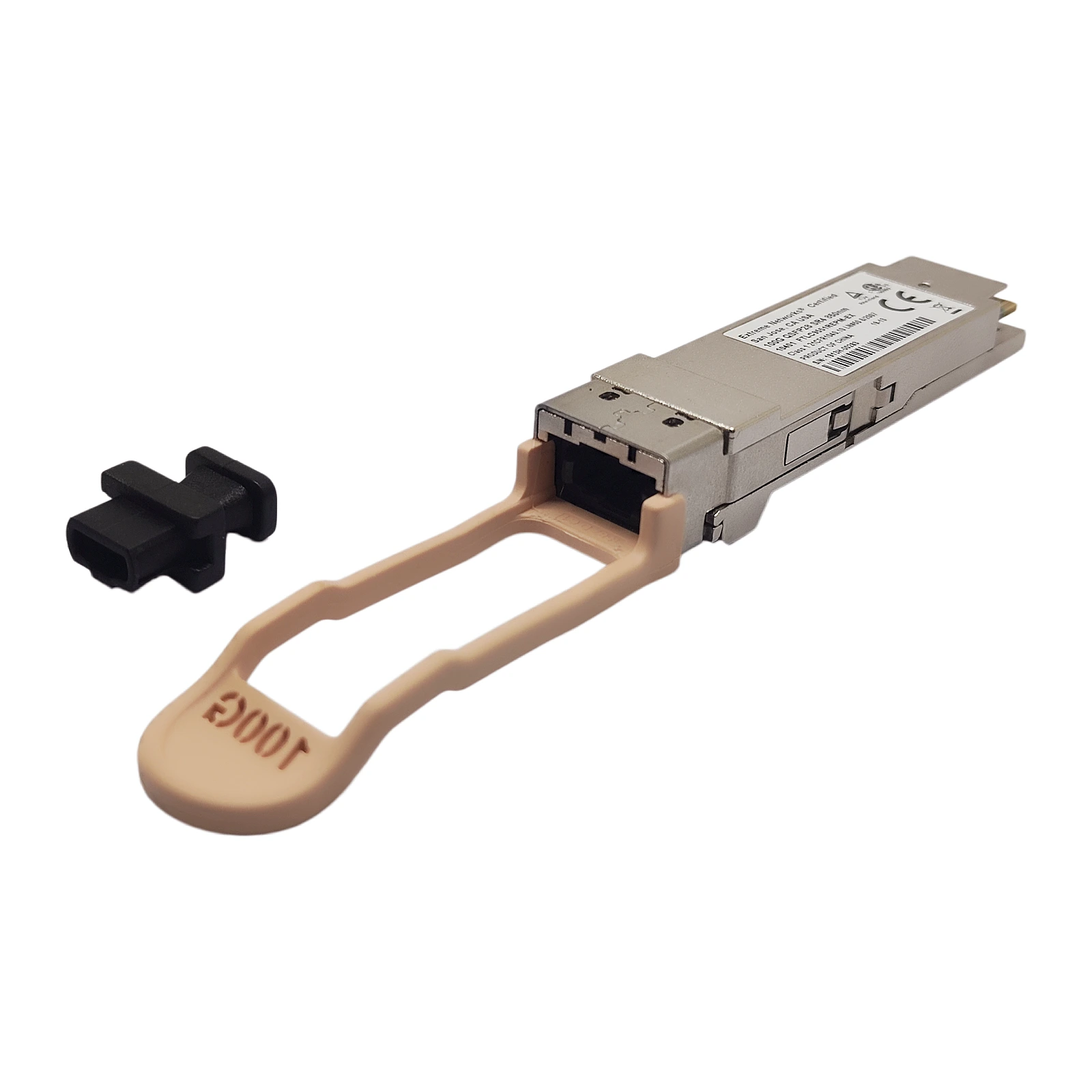 Extreme Networks 10401 100G SR4 QSFP28 Transceiver Side-Front View with MPO Connector