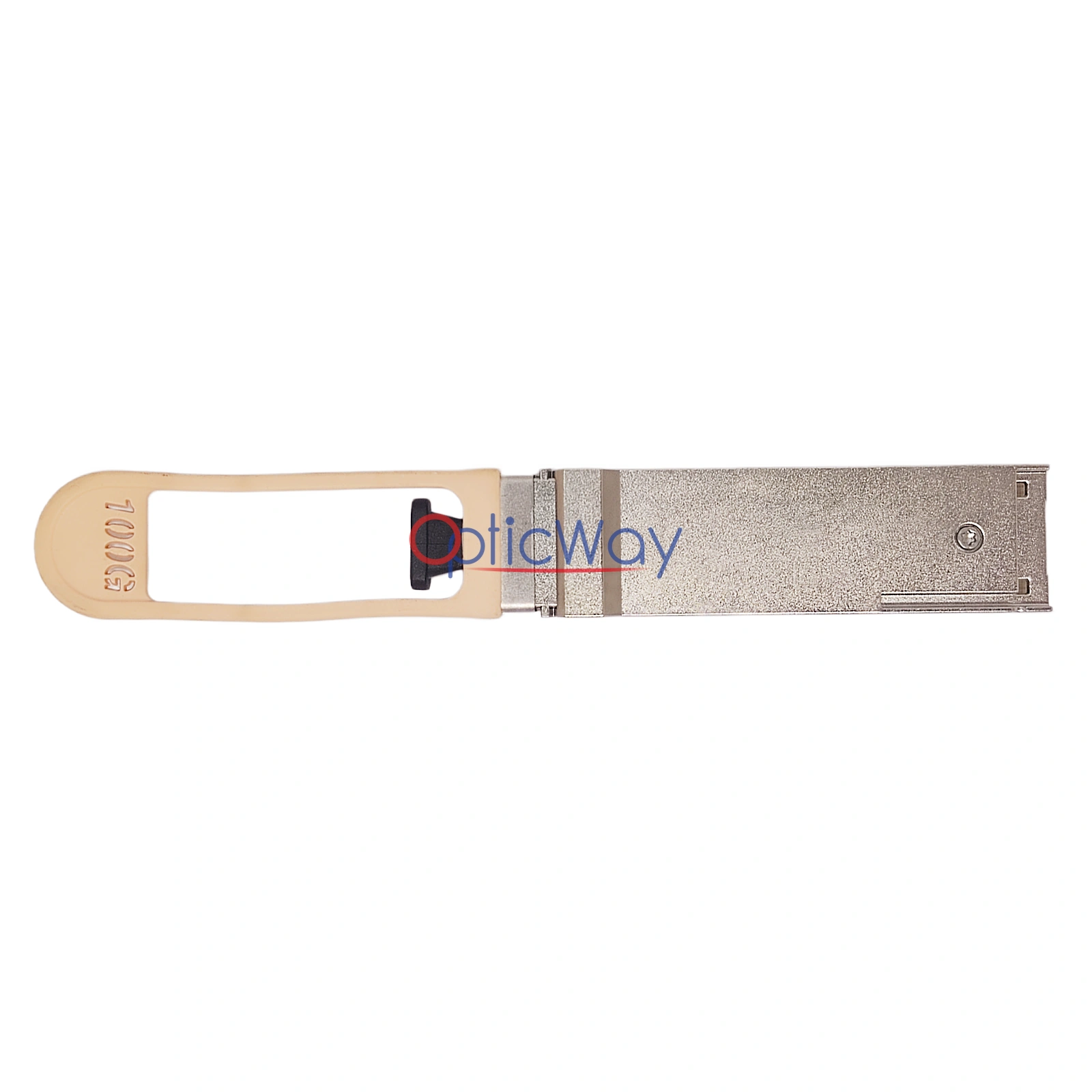ADVA 1061800724-01 QSFP28 112G Transceiver Rear View with Beige Pull Tab