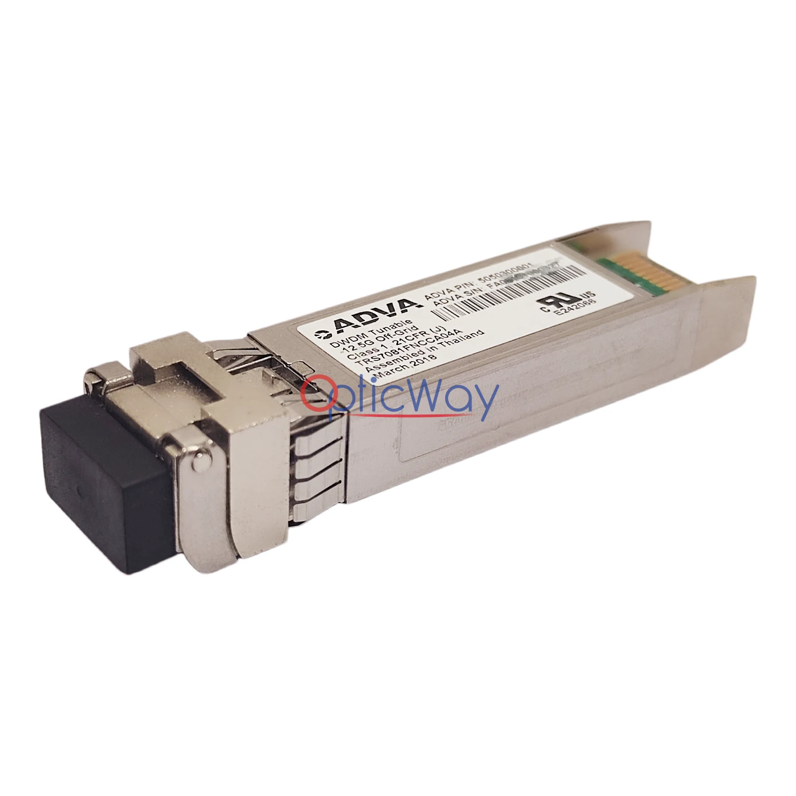 ADVA 5050300001 10G DWDM SFP+ Transceiver Side-Front View with Label