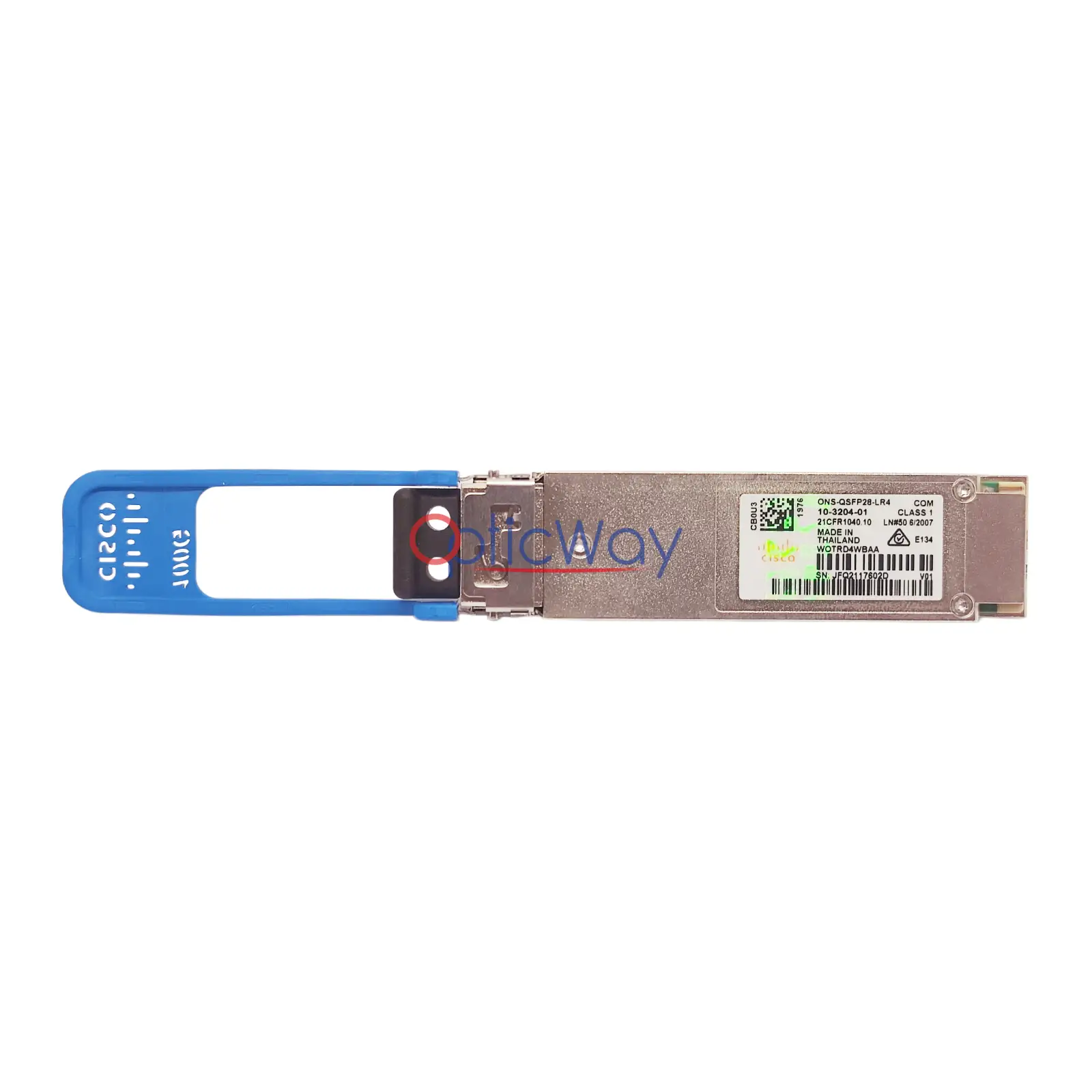 Genuine Cisco ONS-QSFP28-LR4 100GBASE-LR4 OTU4 QSFP28 Transceiver Full Label View with Hologram JDSU Style 10-3204-01