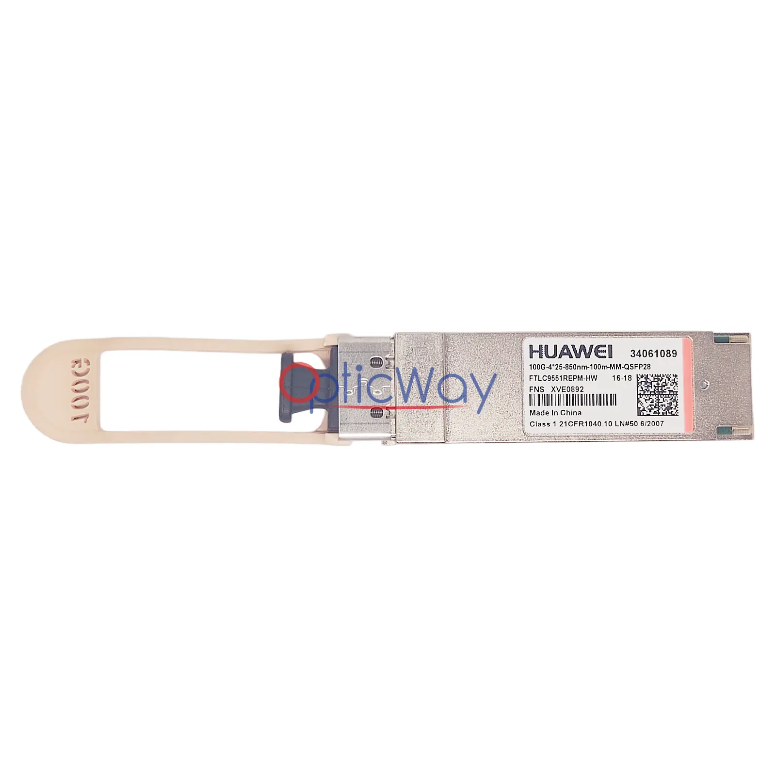 Genuine Huawei 34061089 Ftlc9551repm-hw QSFP28 100GBASE-SR4 Transceiver Front Label & Gold Finger View