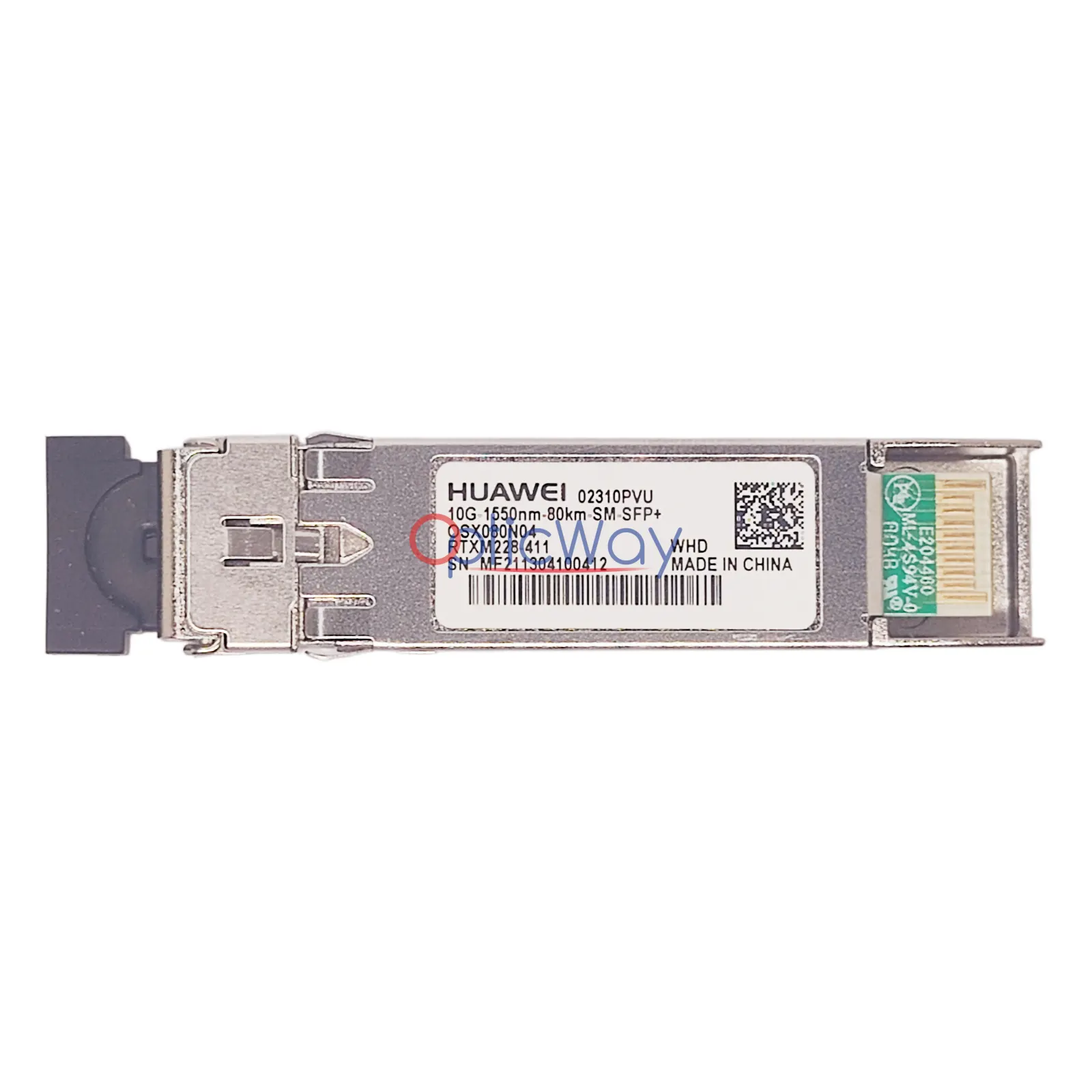 Genuine Huawei 02310PVU 10G SFP+ ZR OSX080N04 Front Label & Gold Finger View
