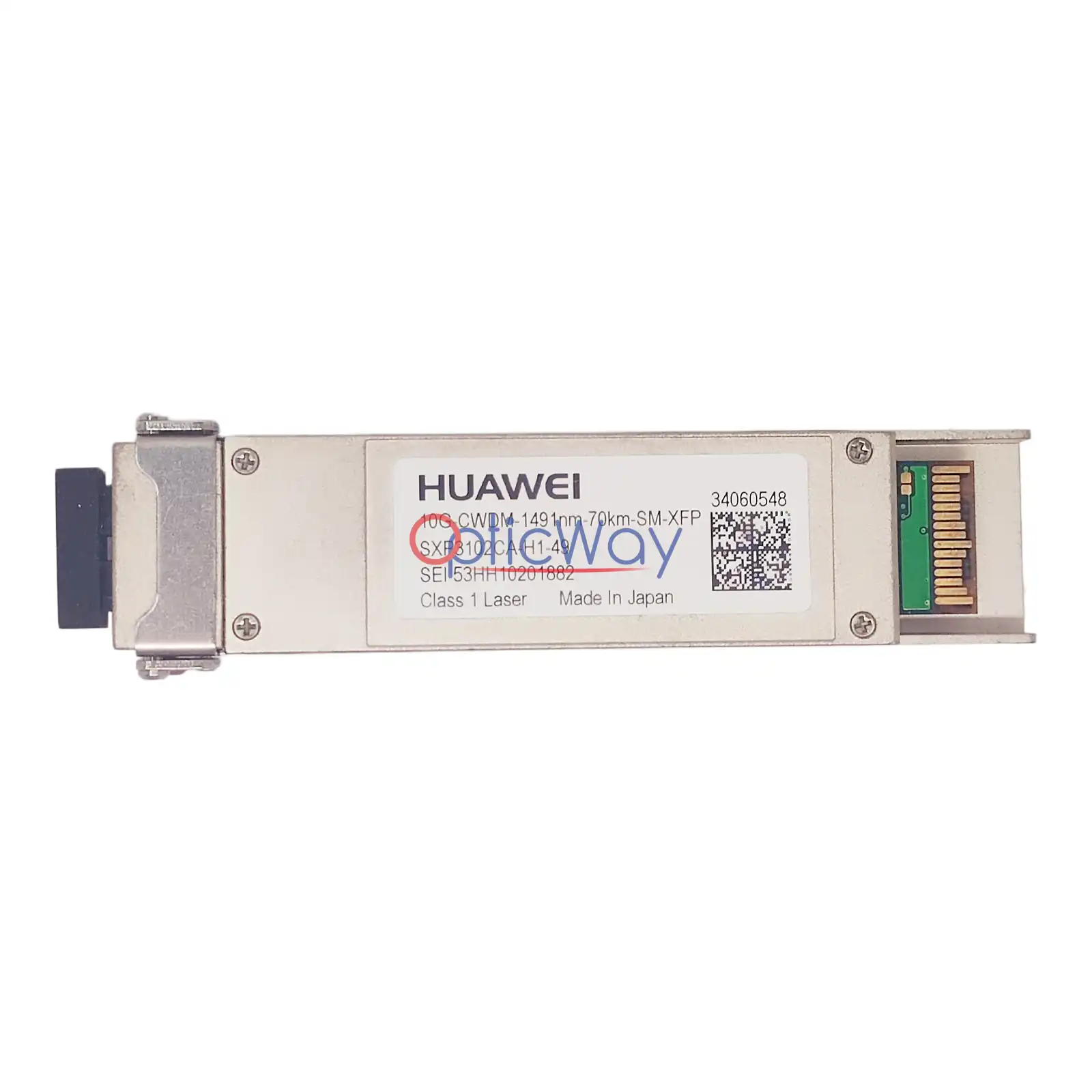 Genuine Huawei 10G CWDM XFP 1491nm 70km SMF Front Label & Gold Finger View