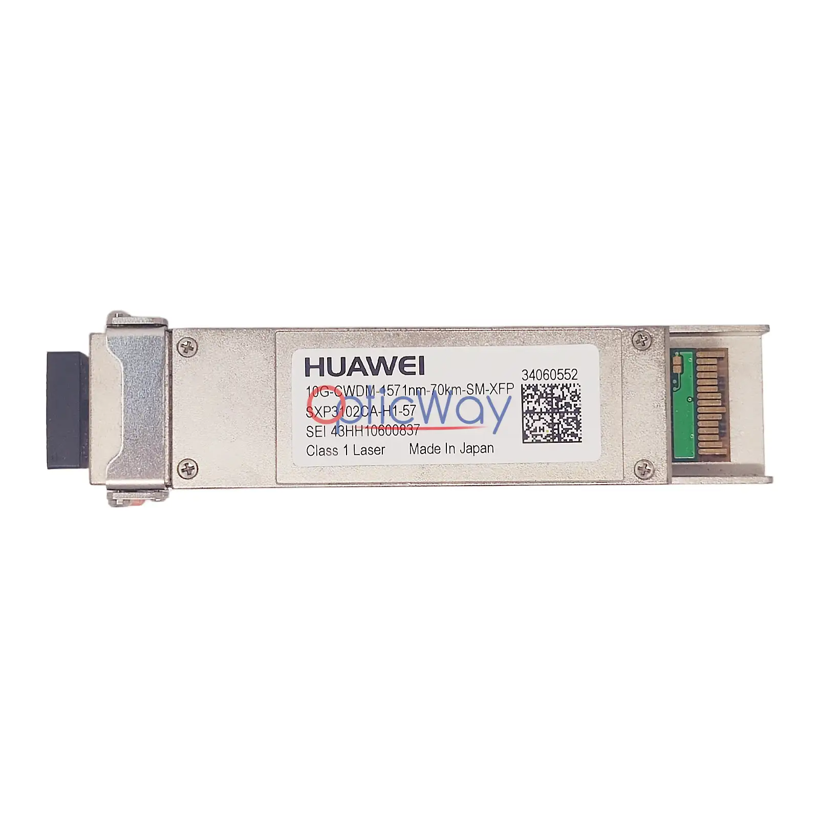 Genuine Huawei 34060552 SXP3102CA-H1-57 10G CWDM XFP 1571nm 70km SMF Duplex LC Front Label & Gold Finger View