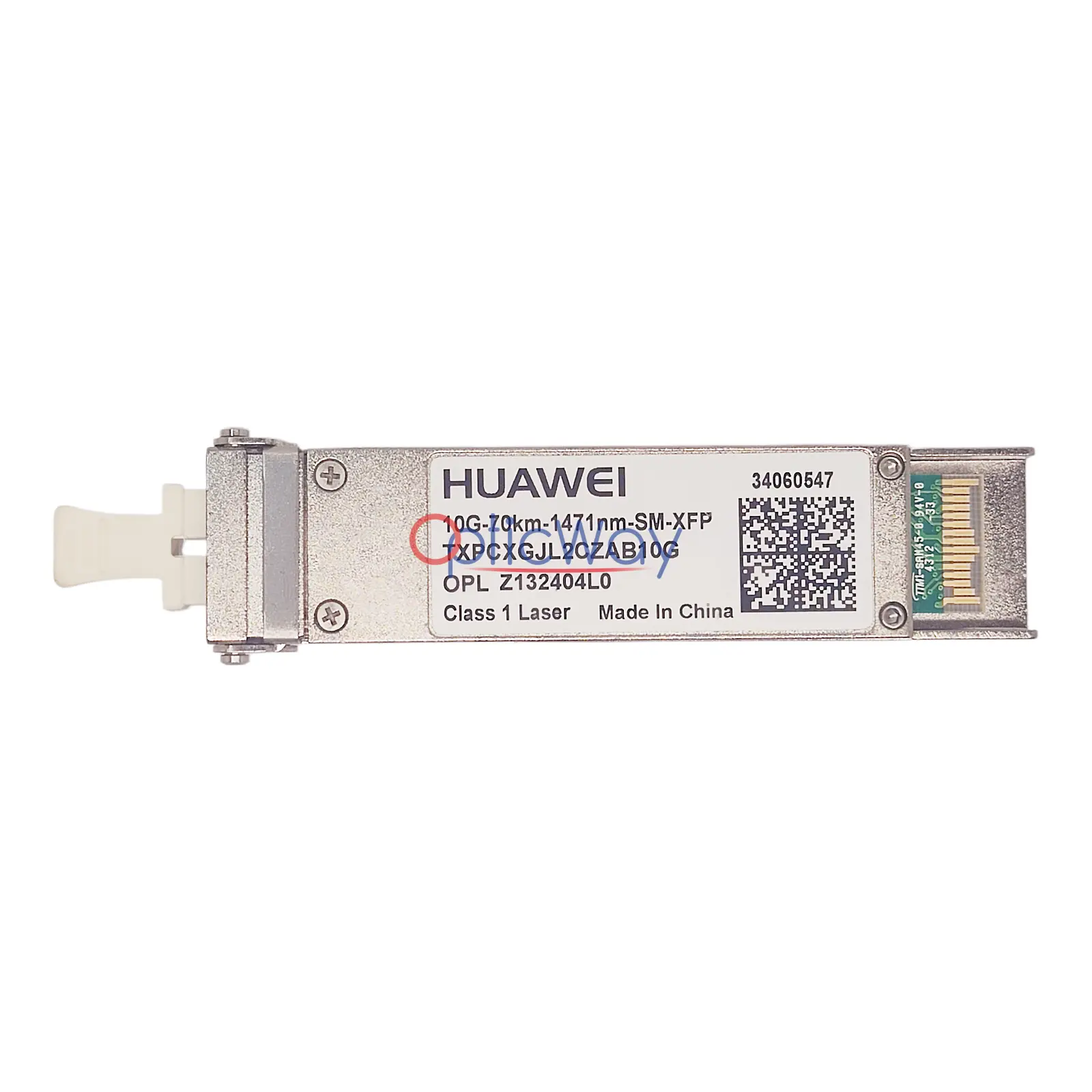 Genuine Huawei 34060547 TXPCXGJL2CZAB10G 10G CWDM XFP 1471nm 70km SMF Duplex LC Front Label & Gold Finger View