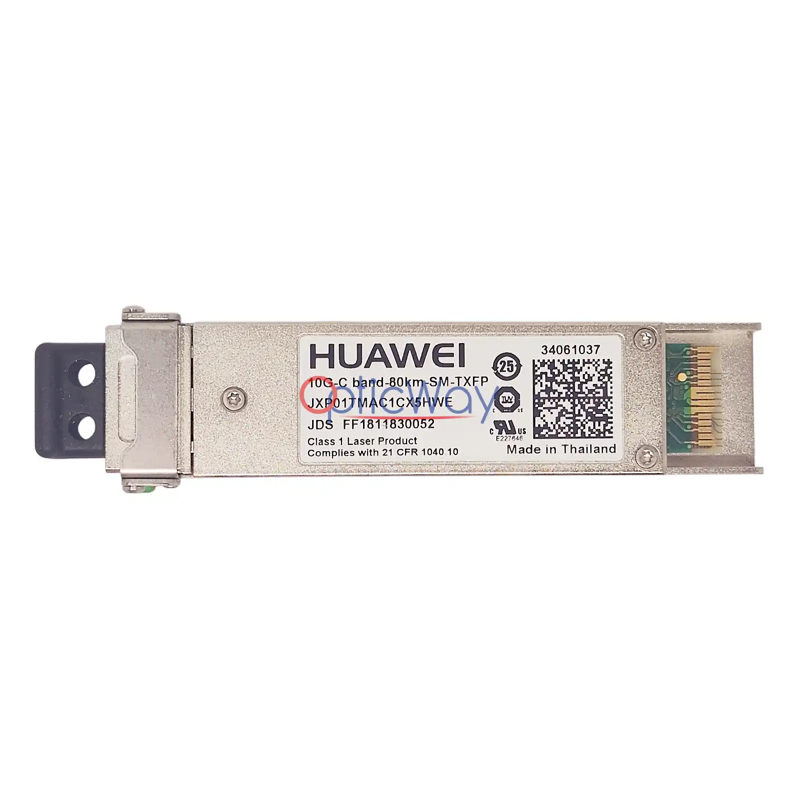 Genuine Huawei 34061037 JXP01TMAC1CX5HWE 10G DWDM Tunable XFP C-band 80km SMF Front Label & Gold Finger View