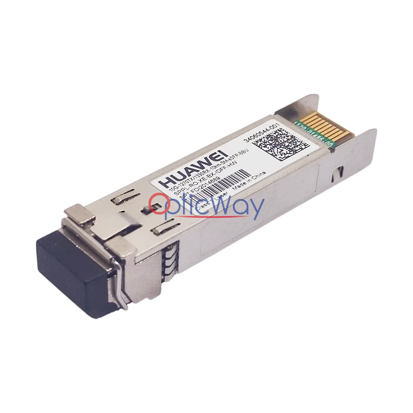 Huawei SPPL-RO-XE-BX-IDFF-HW 10km Single Mode BIDI SFP+ Side Front LC Connector Body View