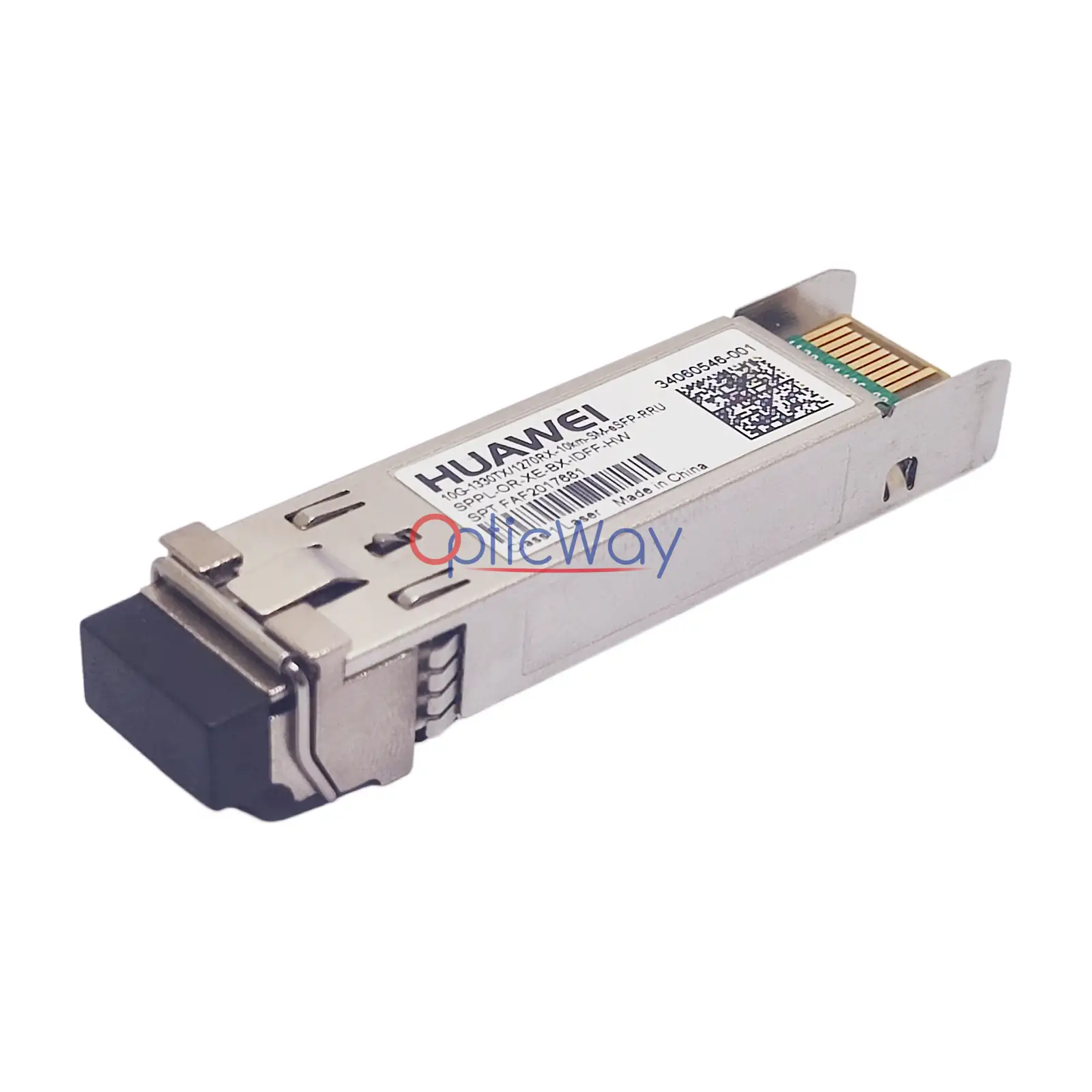 Huawei SPPL-OR-XE-BX-IDFF-HW 10km Single Mode BIDI SFP+ Side Front Simplex LC Port Body View