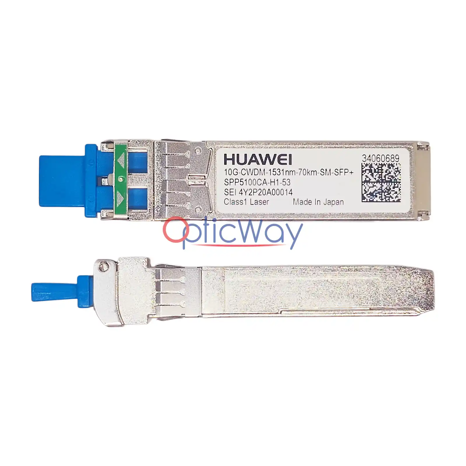 Huawei SPP5100CA-H1-53 1531nm 70km Single Mode SFP+ Side Body Profile View