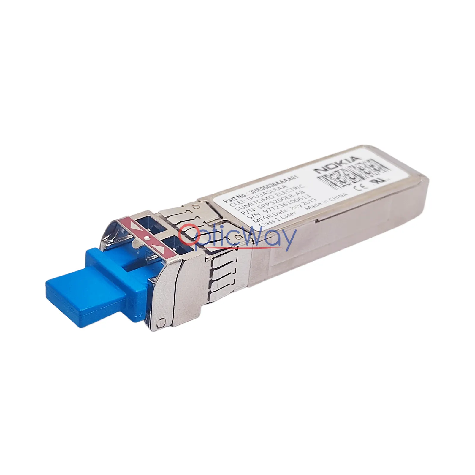 Nokia SPP5200ER-A8 10G ER Duplex LC SFP+ Side Front Profile View