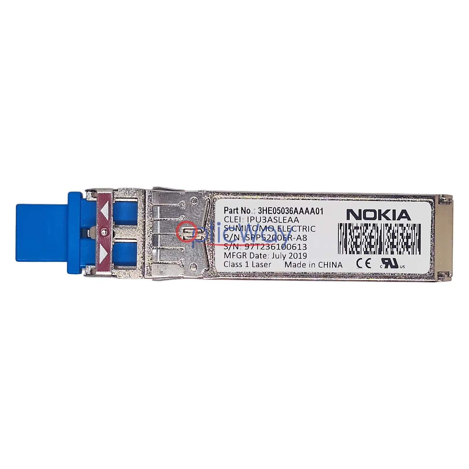 Genuine Nokia 3HE05036AAAA01 Sumitomo SPP5200ER-A8 10G ER SFP+ 1550nm 40km SMF Front Label View
