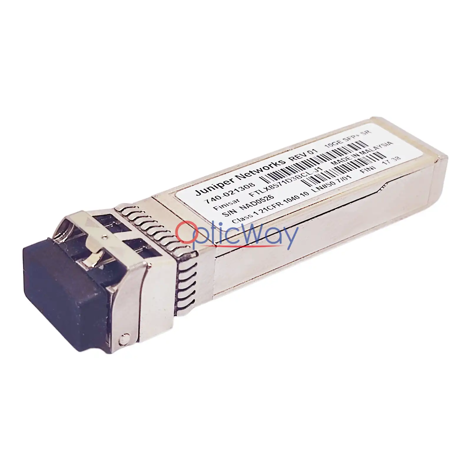 Juniper 740-021308 10g sfp+ sr transceiver side front angled view