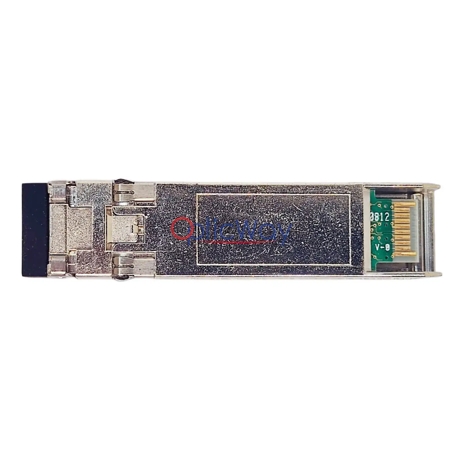 Juniper 740-021308 SFP+ optical module rear view, gold finger contact side