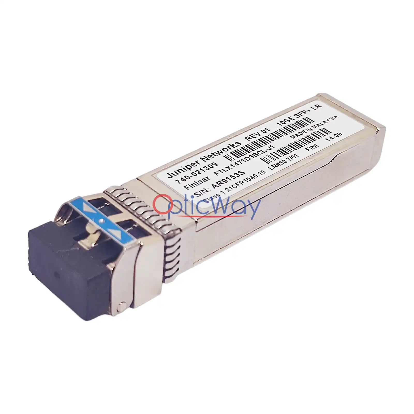 Juniper 740-021309 10g sfp+ lr transceiver side front angled view