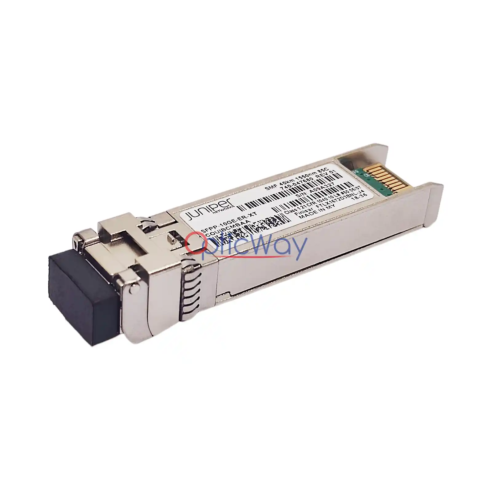 Juniper 740‑047680 SFP+ 10GBASE‑ER transceiver FTLX1672D3BNL‑J4 side‑front perspective view