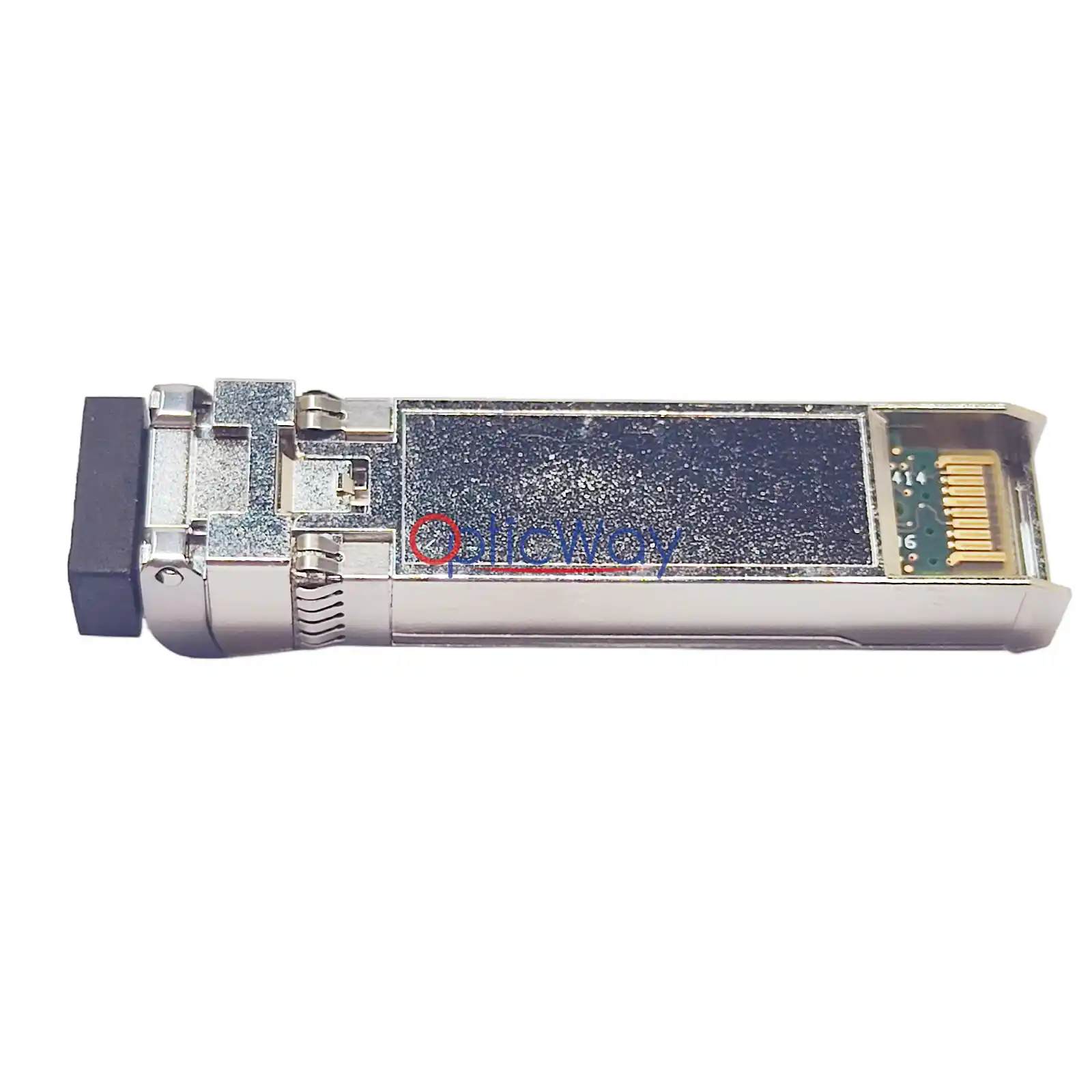 Juniper 740‑054399 SFP+ transceiver rear side and gold finger view, FTLX1472M3BNL‑J3 optical module
