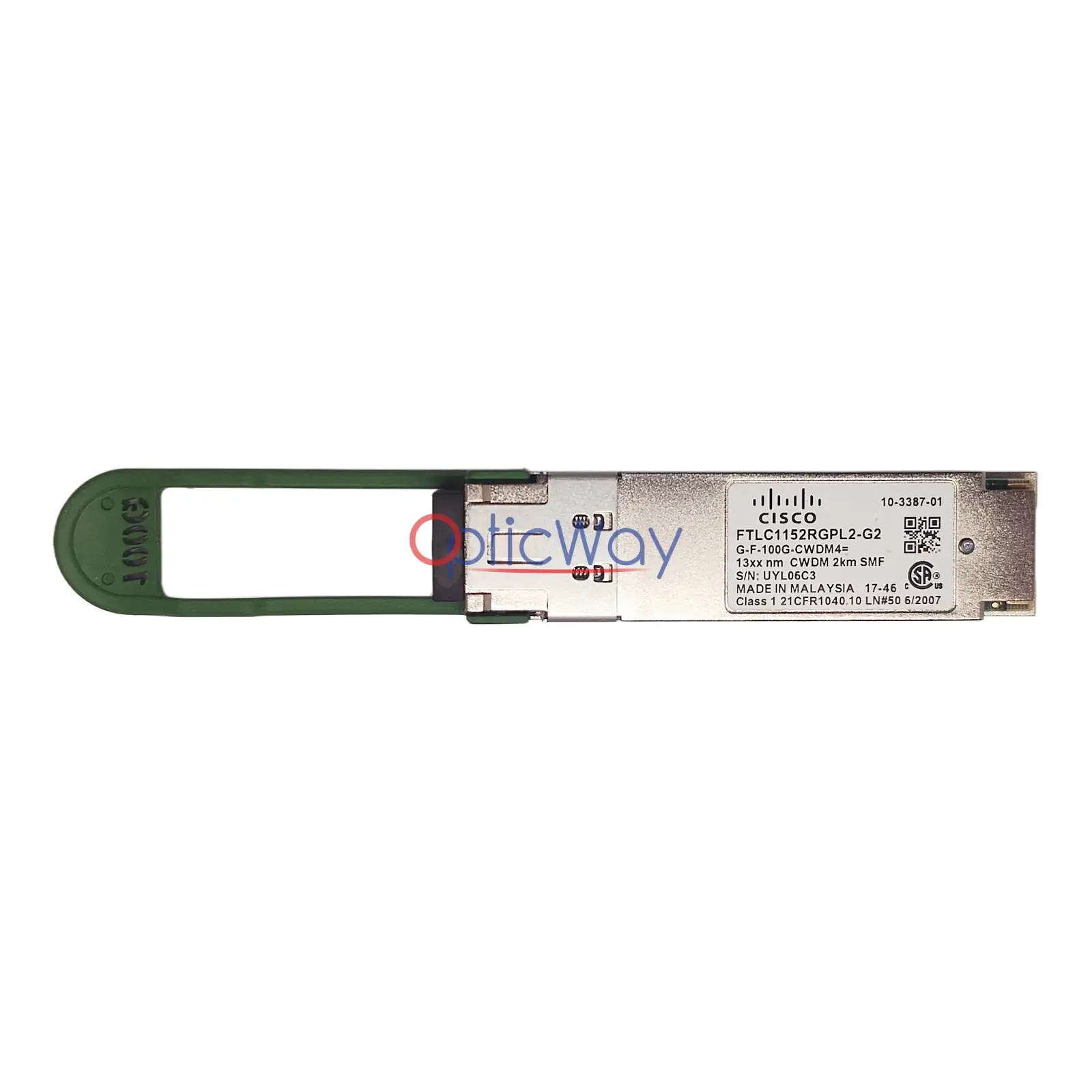 Genuine Cisco QSFP-100G-CWDM4-S FTLC1152RGPL2-G2 QSFP28 Transceiver Full Label View 10-3387-01