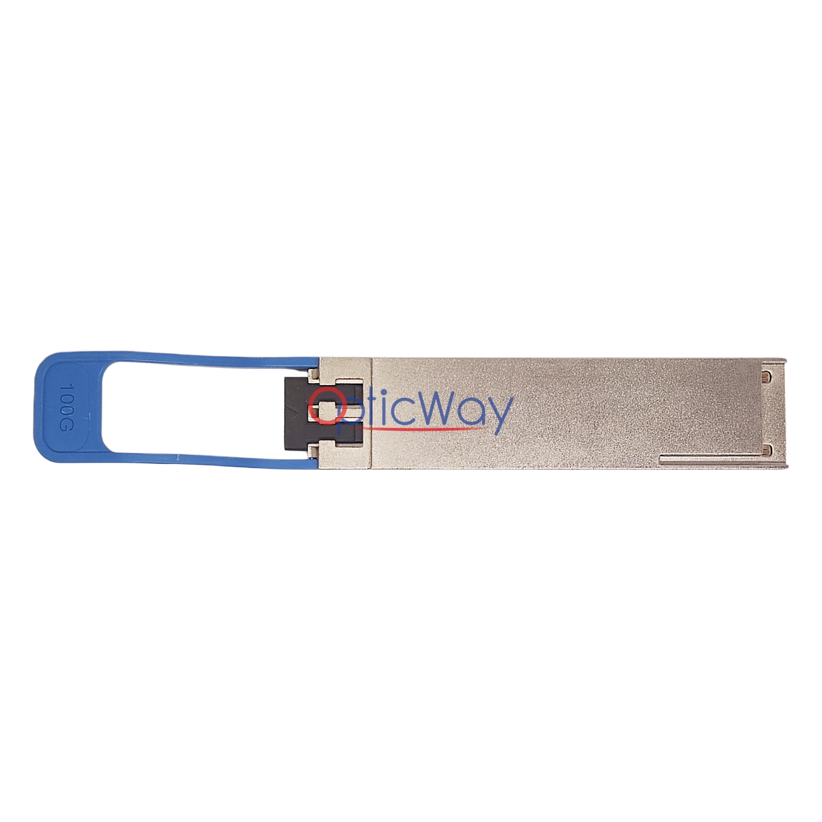 ADVA LX8502IDR 100G QSFP28 Transceiver Rear View with Blue Pull Tab and 100G Mark