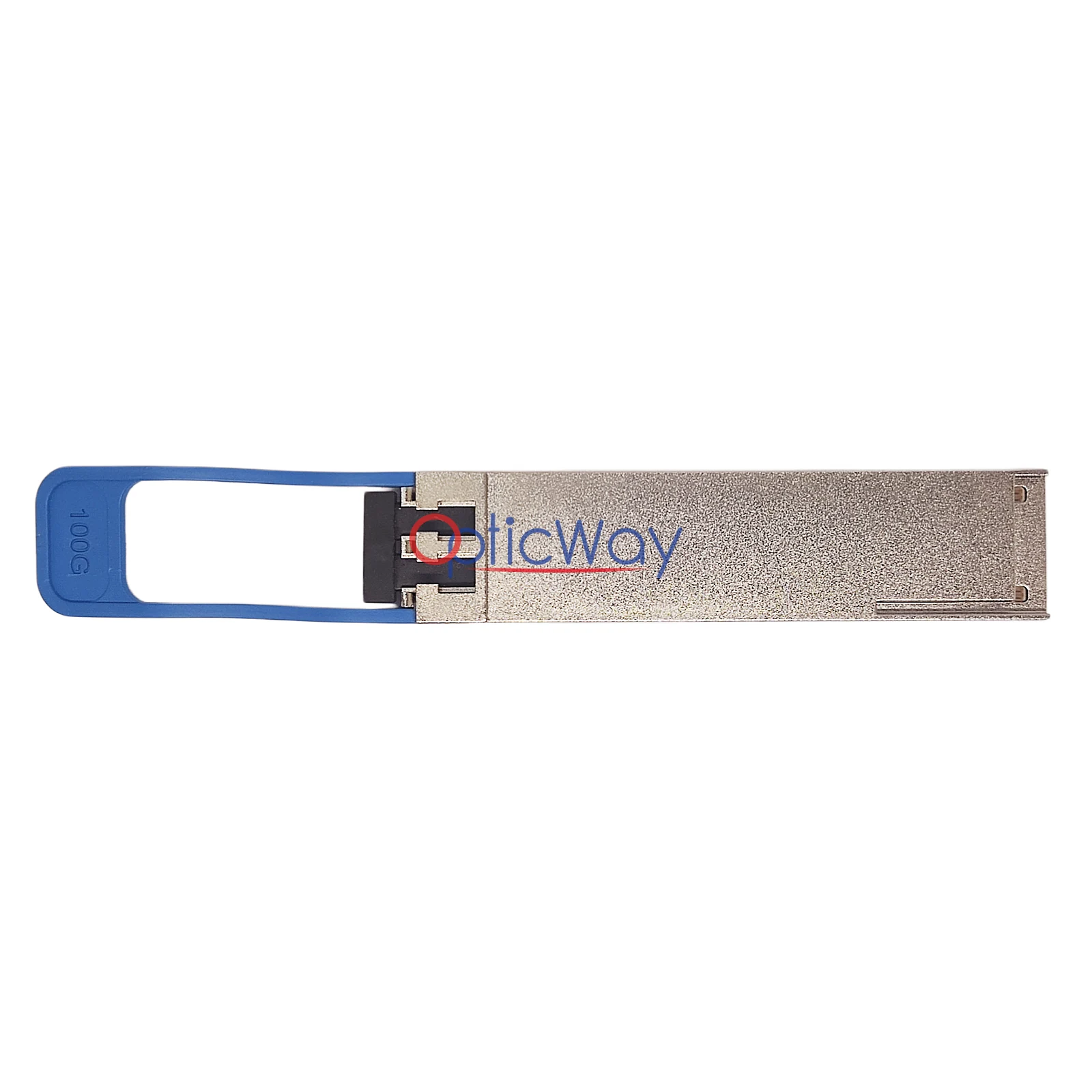 ADVA 5075805001 QSFP28 100G Transceiver Rear View with Blue Pull Tab