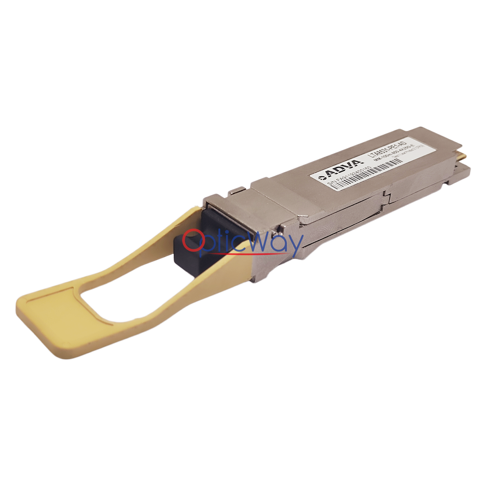 ADVA LTA8531-PE1-AD QSFP28 100G SR4 Transceiver Side-Front View with MPO Connector